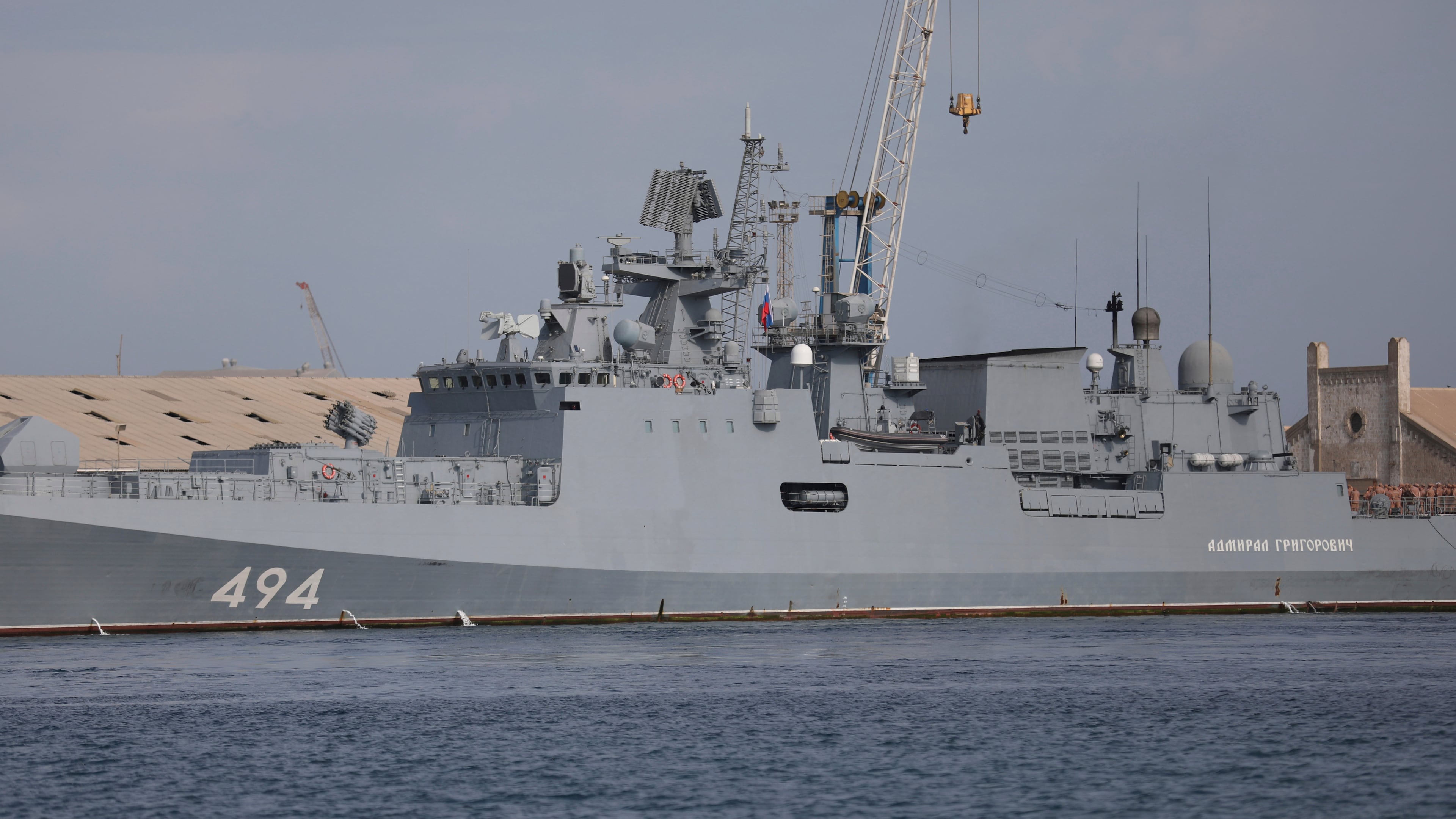 FILE - A Russian warship is docked in Port Sudan, Sudan, on Feb. 28, 2021. (AP Photo, File)