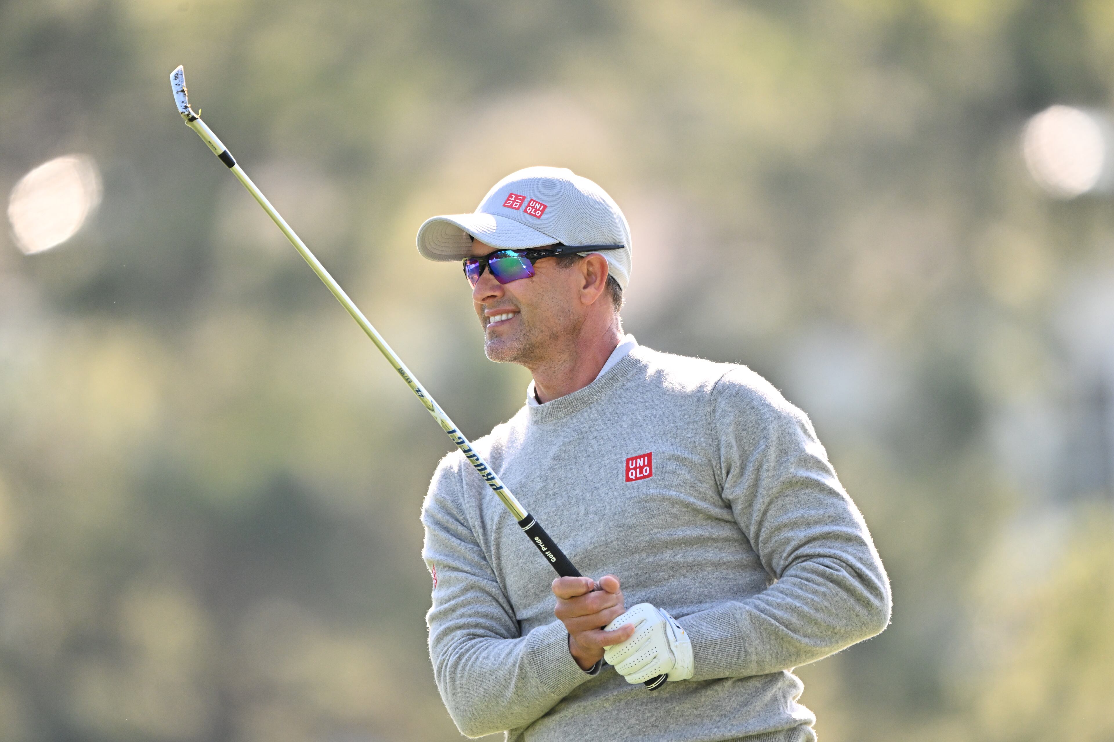 Adam Scott hits from first fairway during second round of the Masters golf tournament, at Augusta National Golf Club, Friday, April 11, 2025, in Augusta, Ga. (Hyosub Shin / AJC)
