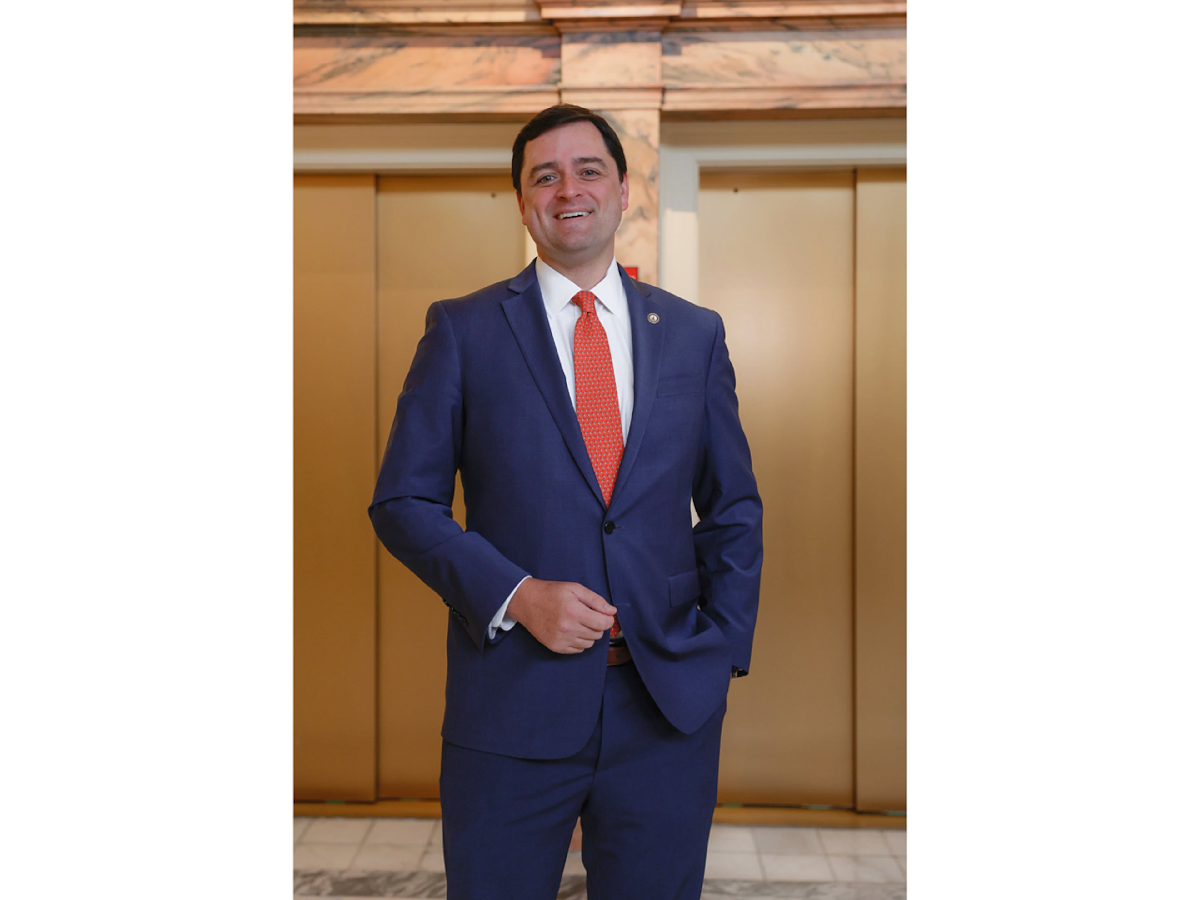 State Rep. Scott Hilton, R-Peachtree Corners, poses for a portrait at the Georgia state Capitol in March 2023. (Natrice Miller/AJC)