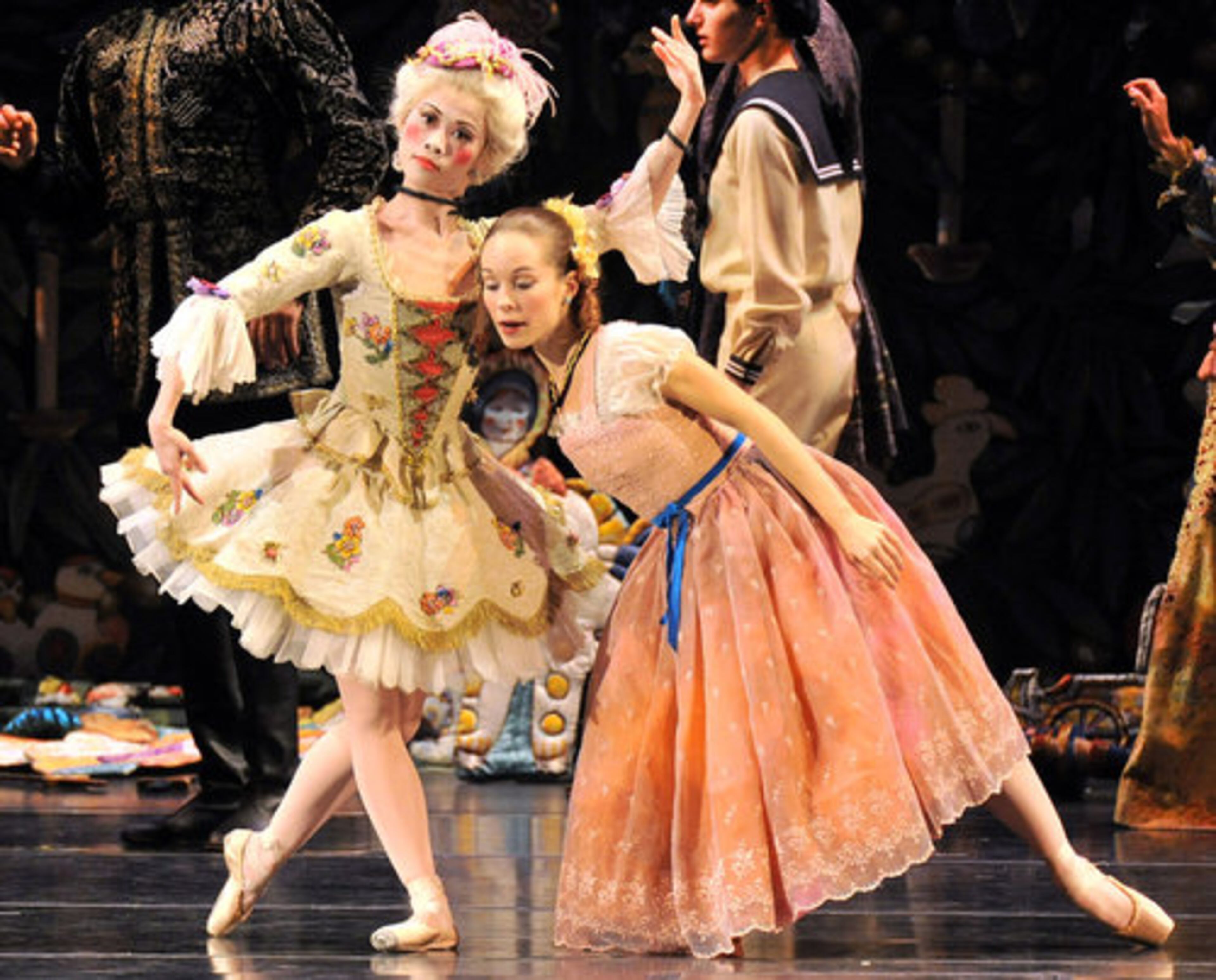 Peng-Yu Chen (left, role of meissen doll) and Alessa Rogers (role of young Marya) perform.