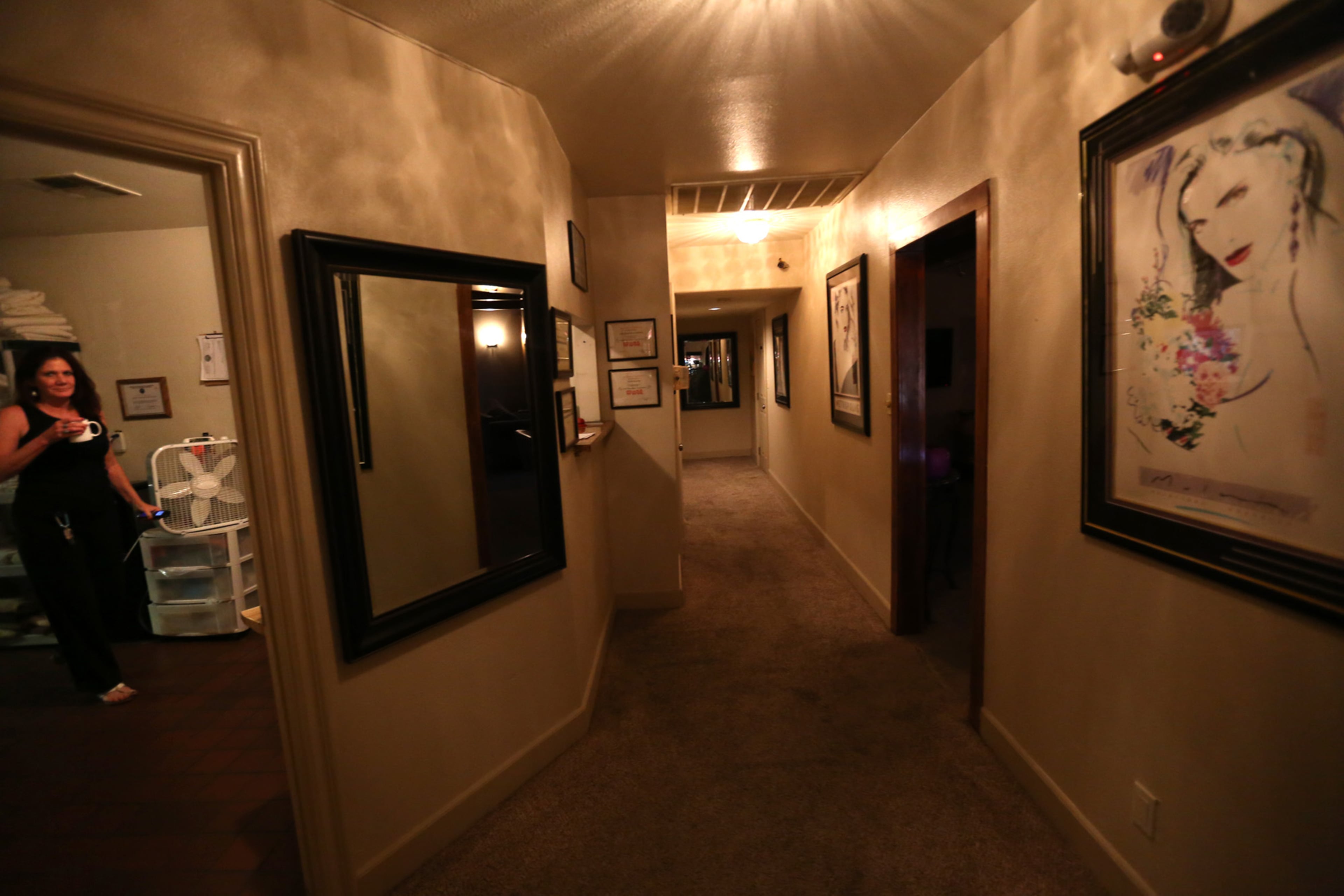 Lawanna, shift manager at Dennis Hof's Love Ranch, stands inside a room at the brothel where NBA star Lamar Odom was found unconscious on Wednesday, Oct. 14, 2015. (Genaro Molina/Los Angeles Times/TNS)