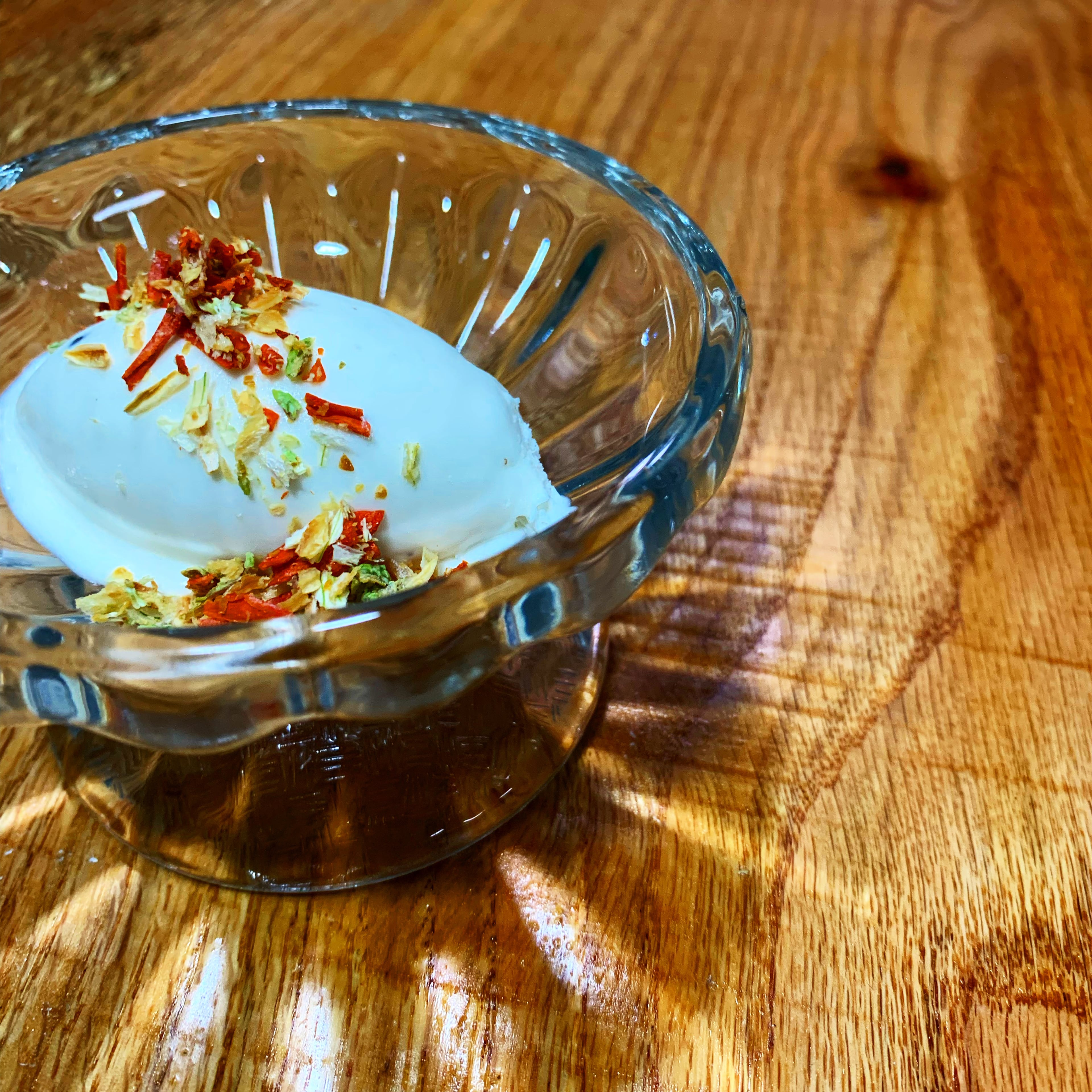 Chef Demetrius Brown will open his Heritage Supper Club as a brick-and-mortar in Summerhill next year. The supper club offers dishes like this bayleaf ice cream and dehydrated mirepoix. (Courtesy of Heritage)