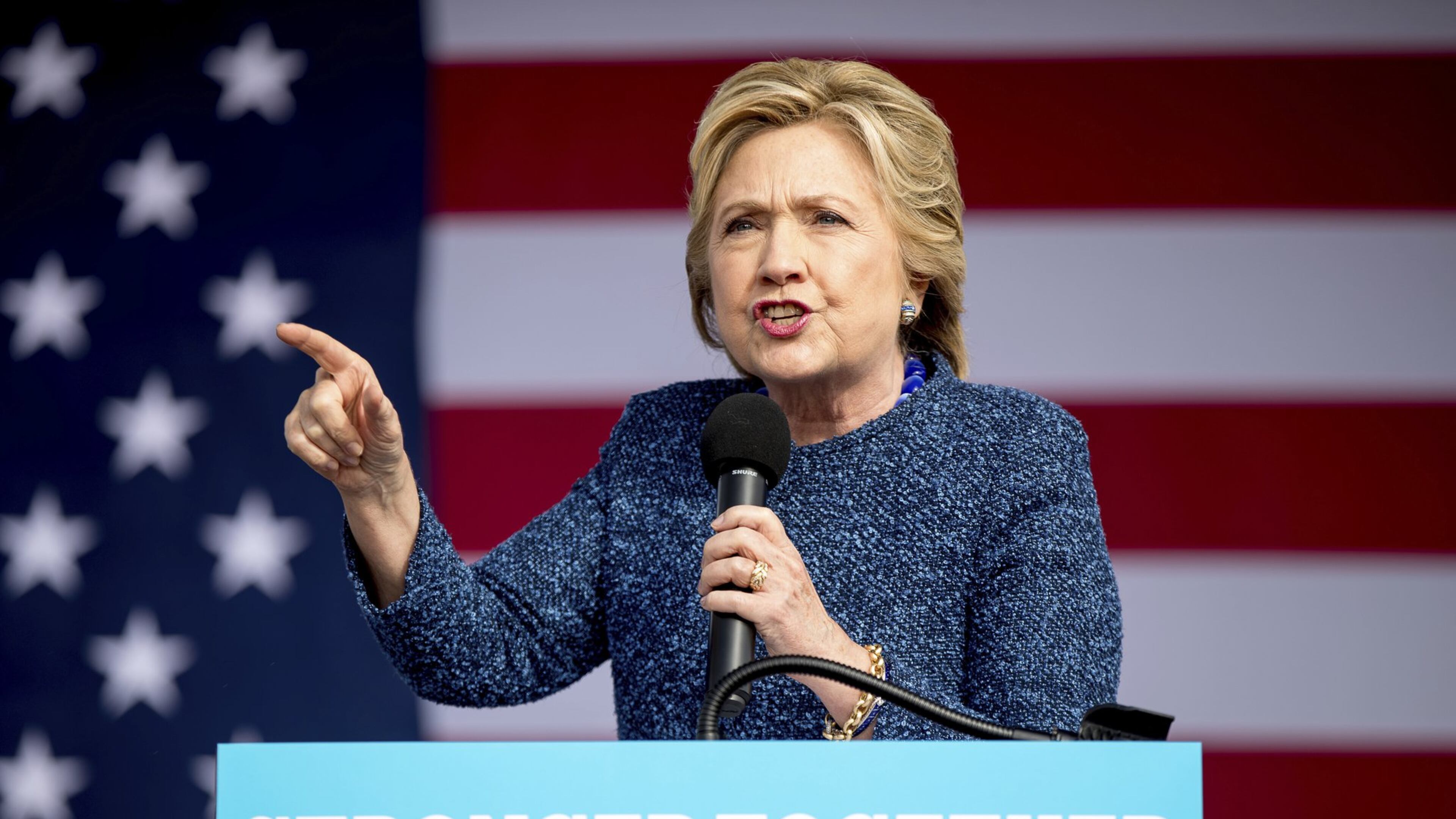 Democratic presidential candidate Hillary Clinton speaks Friday at a rally at NewBo City Market in Cedar Rapids, Iowa. The FBI announced Friday that it had discovered new emails that “appear to be pertinent” to its previous investigation into Clinton’s use of a private email server. But the few details that leaked out appeared to show the Democratic nominee not to be responsible for the newly discovered communiques. (AP Photo/Andrew Harnik)