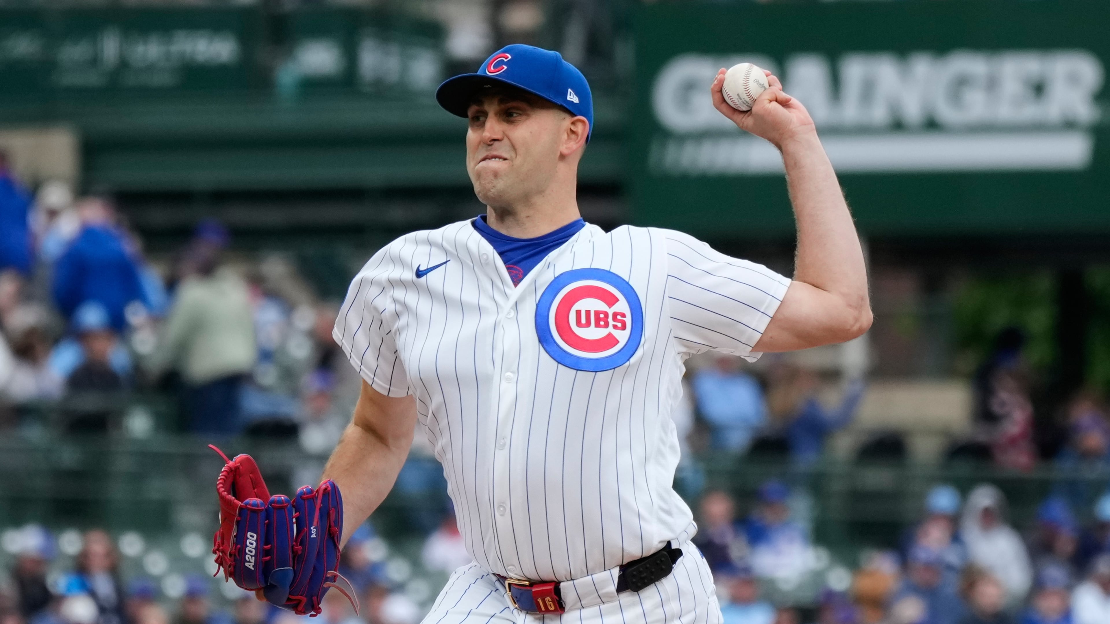 Chicago Cubs starting pitcher Matthew Boyd throws against the Arizona Diamondbacks during the first inning of a baseball game in Chicago, Sunday, May 3, 2026. (AP Photo/Nam Y. Huh)