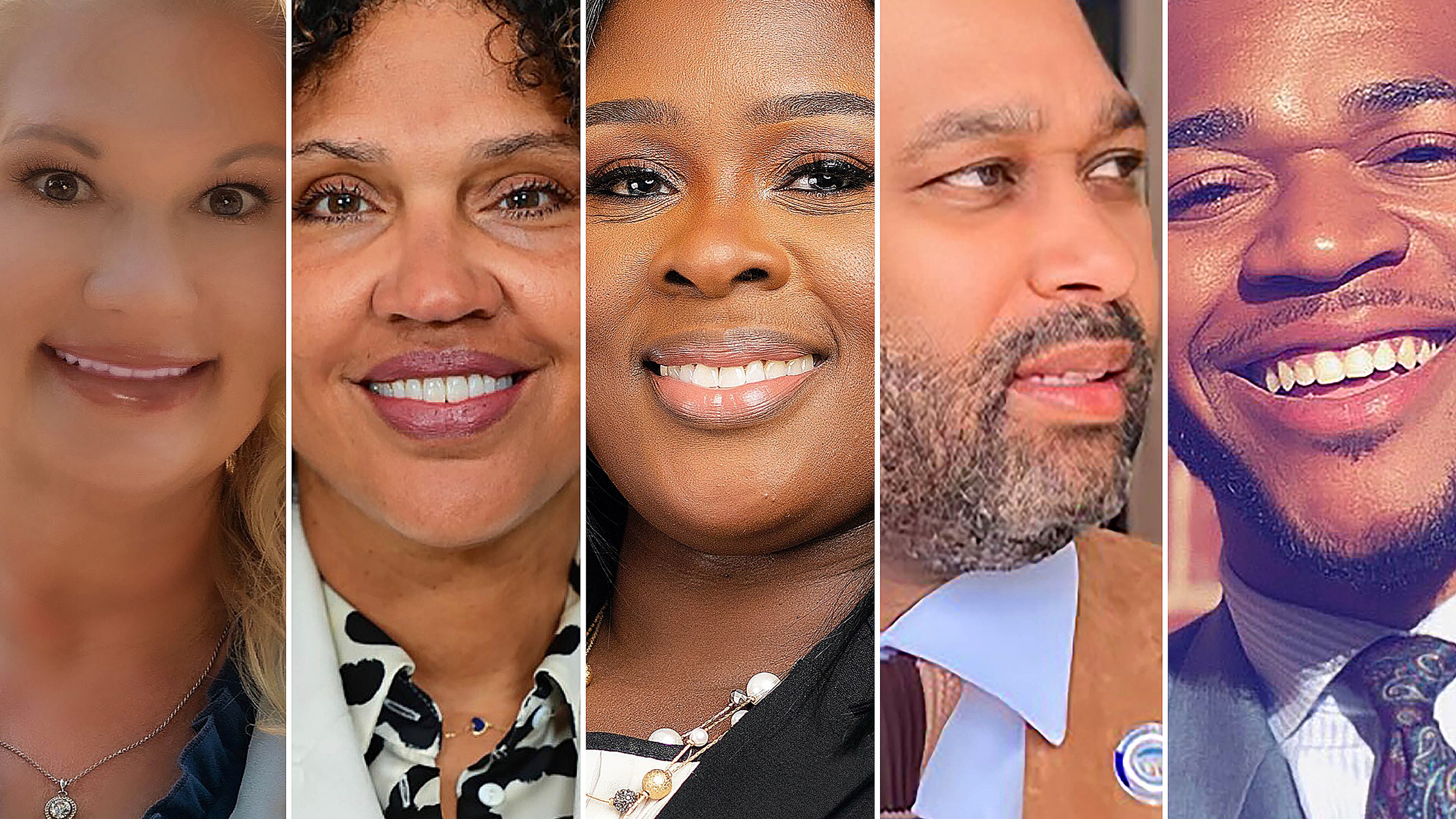 Five candidates qualified for the special election in November to fill the vacant Post 3 at-large seat on Atlanta City Council. They are (from left) Amber Connor, Nicole Evans Jones, Eshé Collins, Duvwon Robinson and Devin Barrington-Ward. AJC file photos