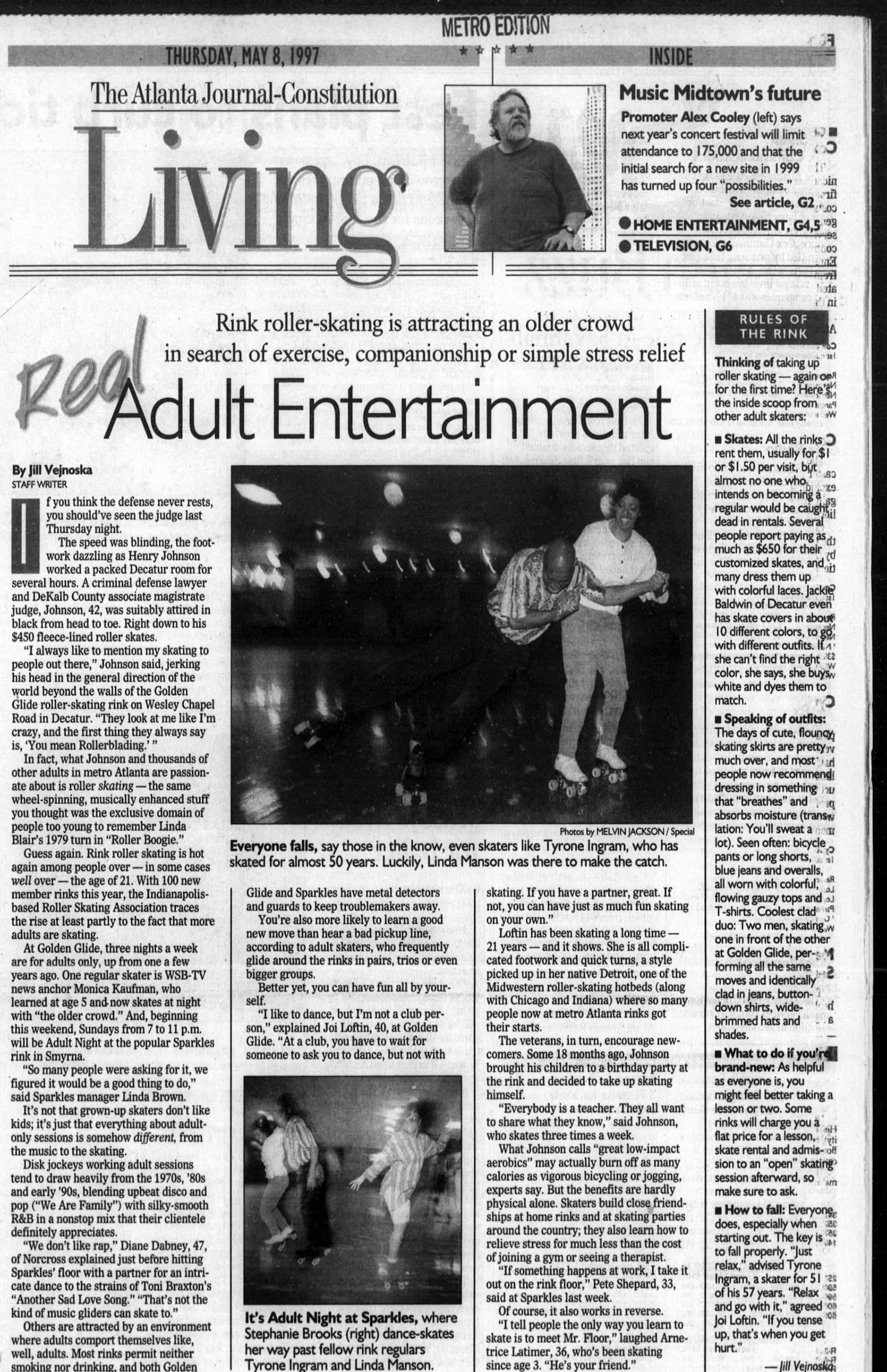 A 1997 story about adult roller skating in The Atlanta Journal-Constitution featured Golden Glide in Decatur.