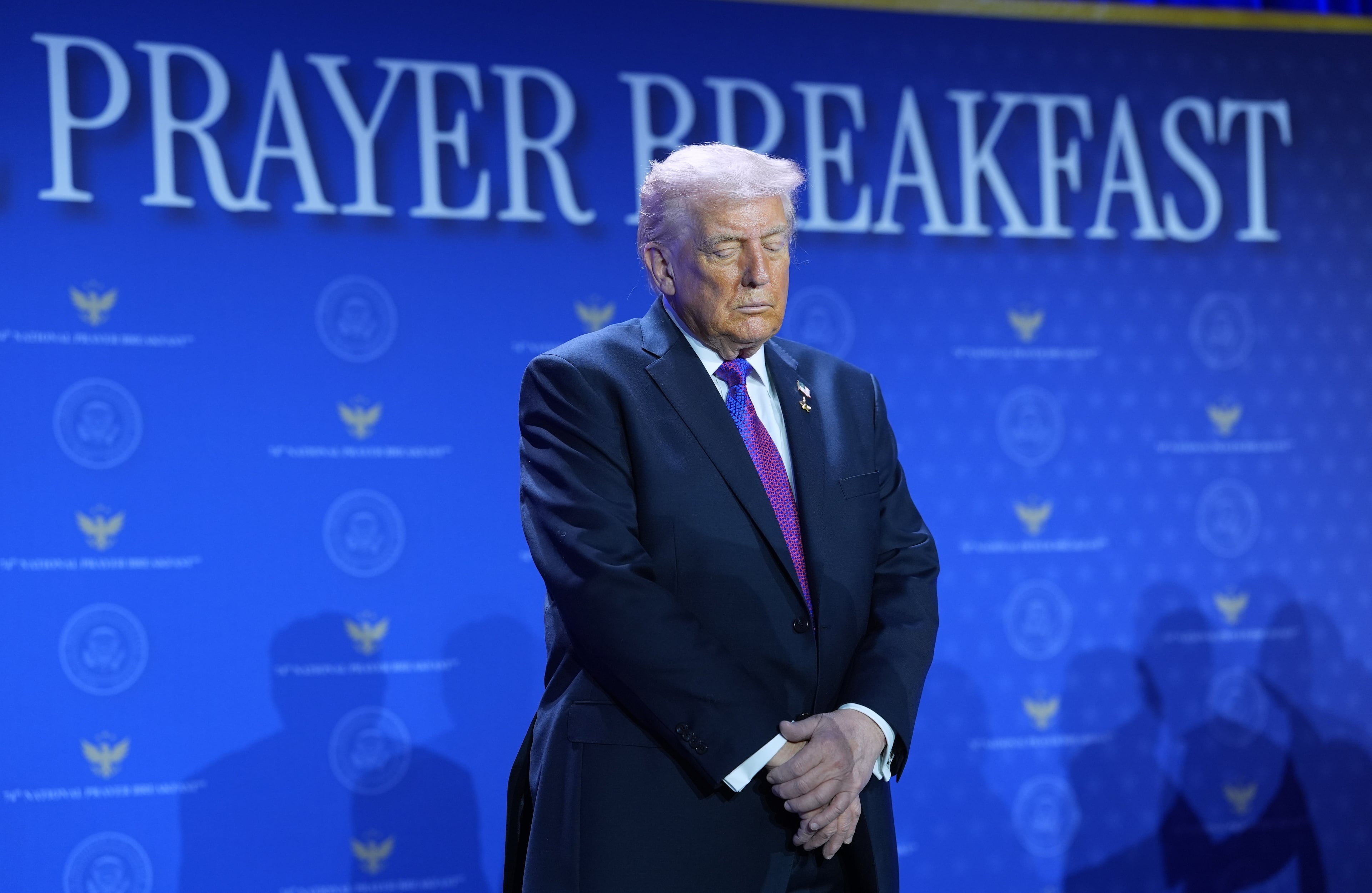 President Donald Trump attended the National Prayer Breakfast in Washington on Thursday. (Evan Vucci/AP)