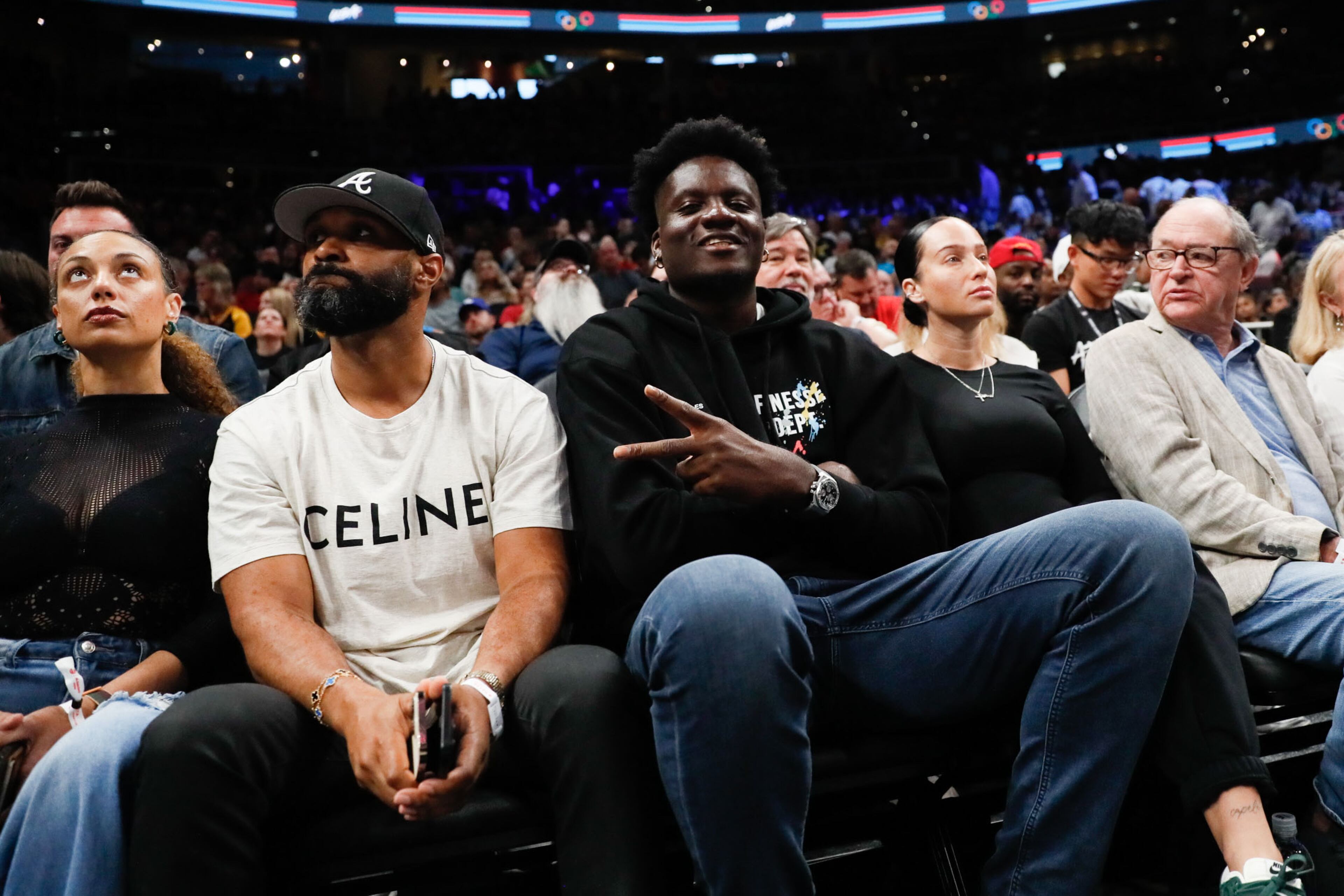 Atlanta Hawks center Clint Capela watches the game.
(Miguel Martinez / AJC)