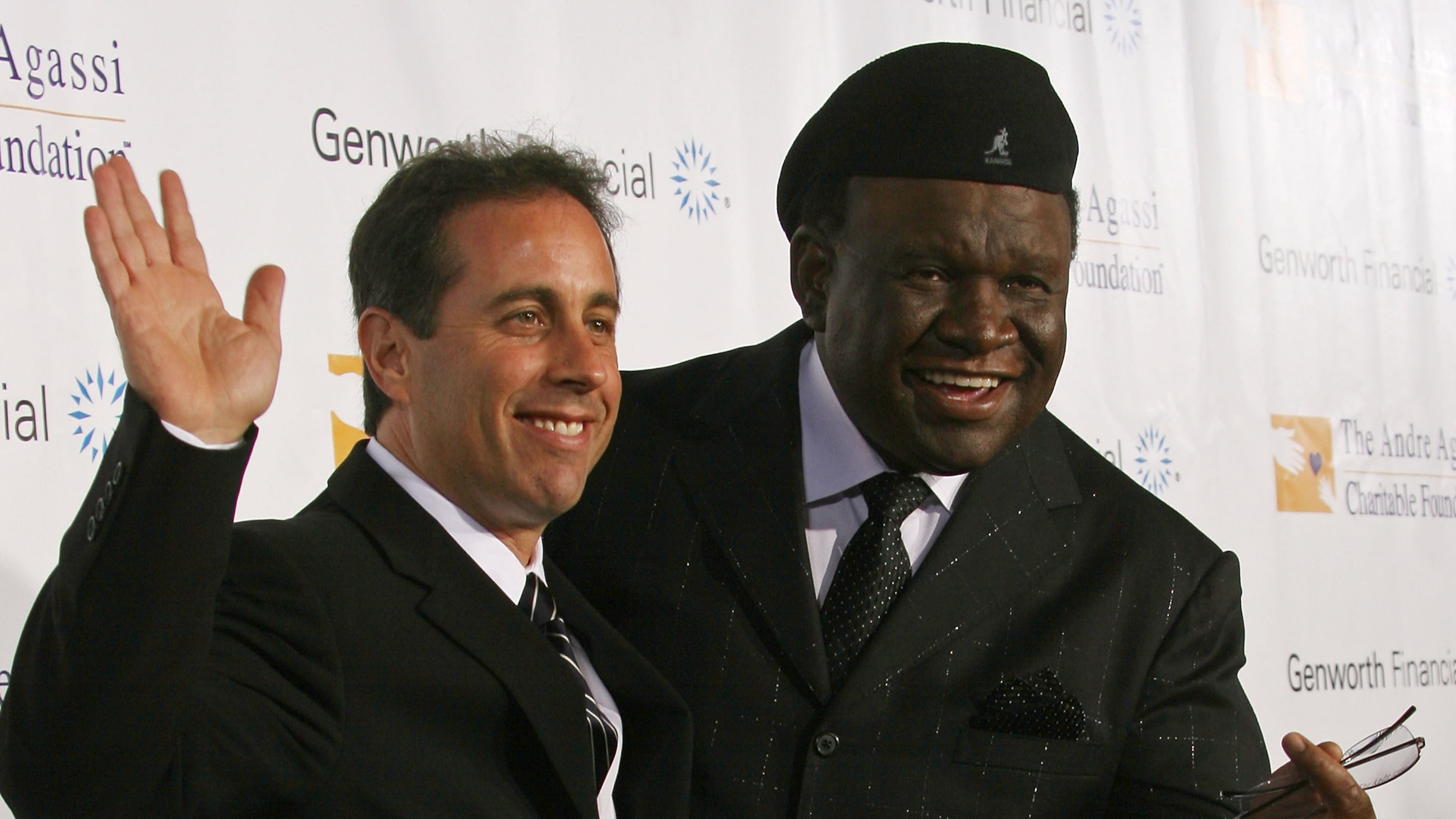 LAS VEGAS - OCTOBER 06: Comedians Jerry Seinfeld (L) and George Wallace arrive at the Andre Agassi Charitable Foundation's 12th Annual Grand Slam for Children at the MGM Grand Garden Arena on October 6, 2007 in Las Vegas, Nevada. The Andre Agassi Charitable Foundation was created to provide recreational and educational opportunites for at-risk children in Southern Nevada. (Photo by Frederick M. Brown/Getty Images) Best friends Jerry Seinfeld and George Wallace roomed together in the late 1970s as rising comics in New York City. CREDIT: Getty Images