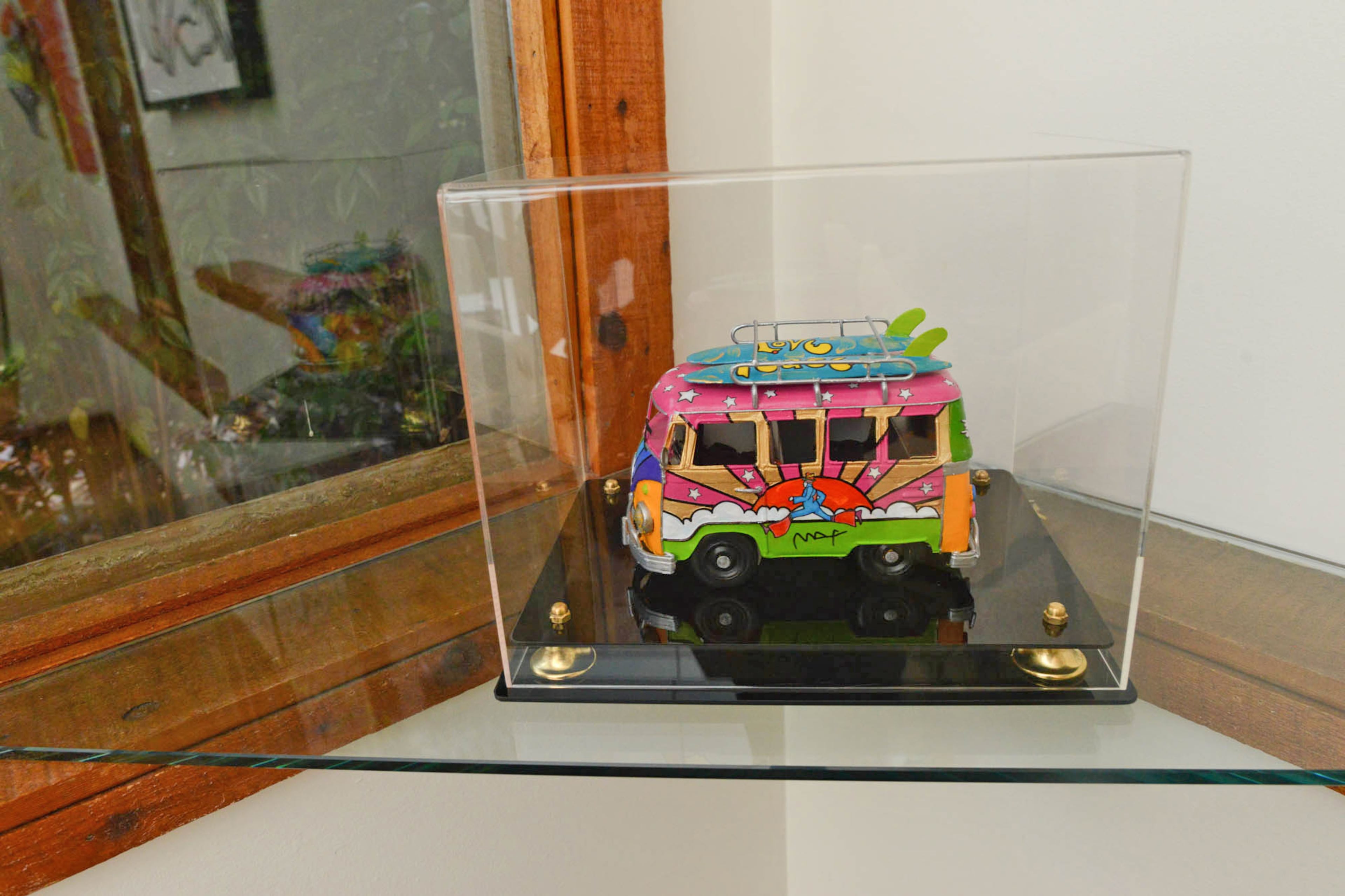 This psychedelic van was crafted by Peter Max, who was known for using bright colors to evoke the feelings of culture in the 1960s.