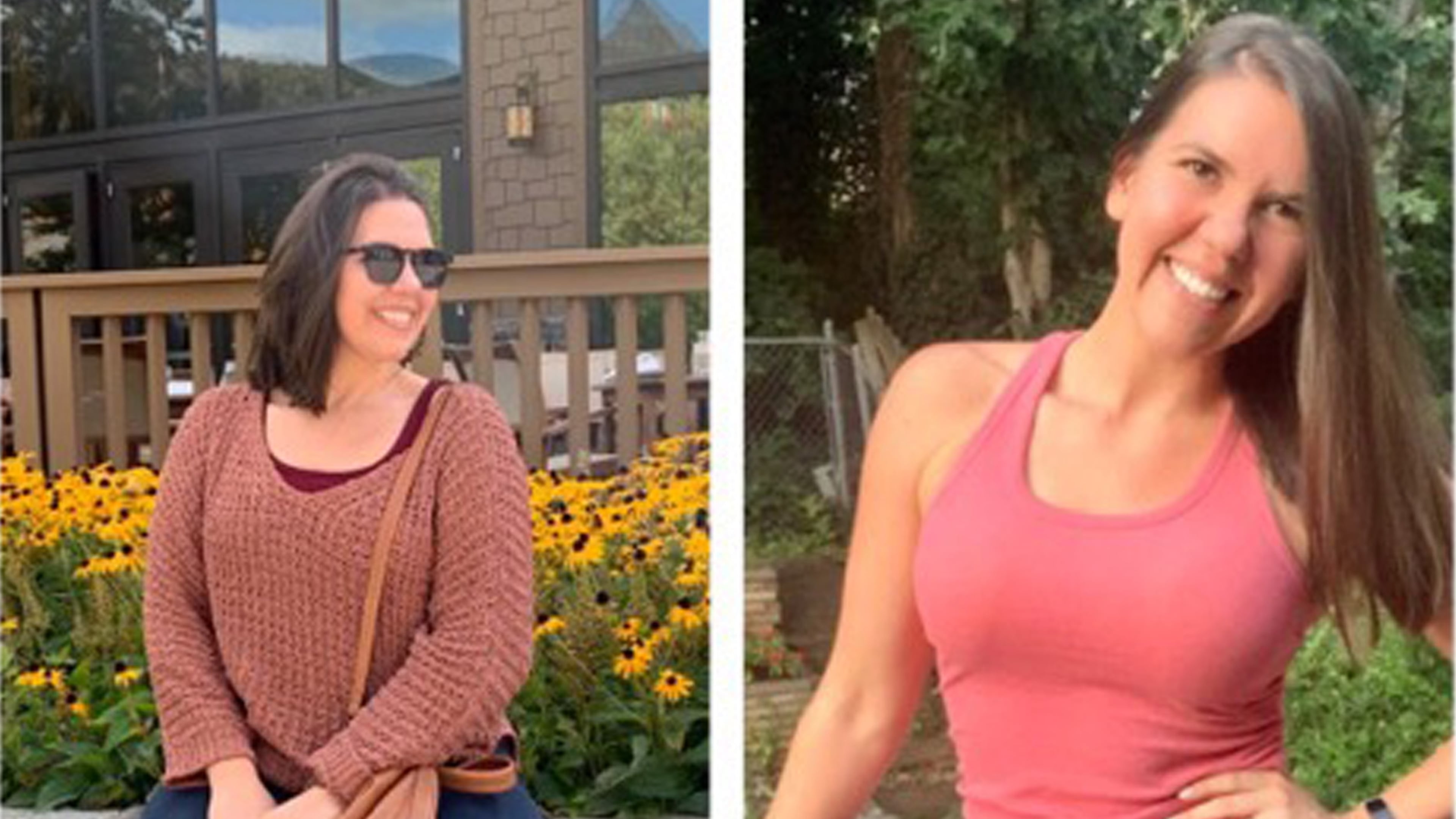 Katie Craggs, left, as seen in September 2019, weighing 200 pounds. Craggs, right, weighed 165 pounds in September 2020 (Courtesy of Katie Craggs).