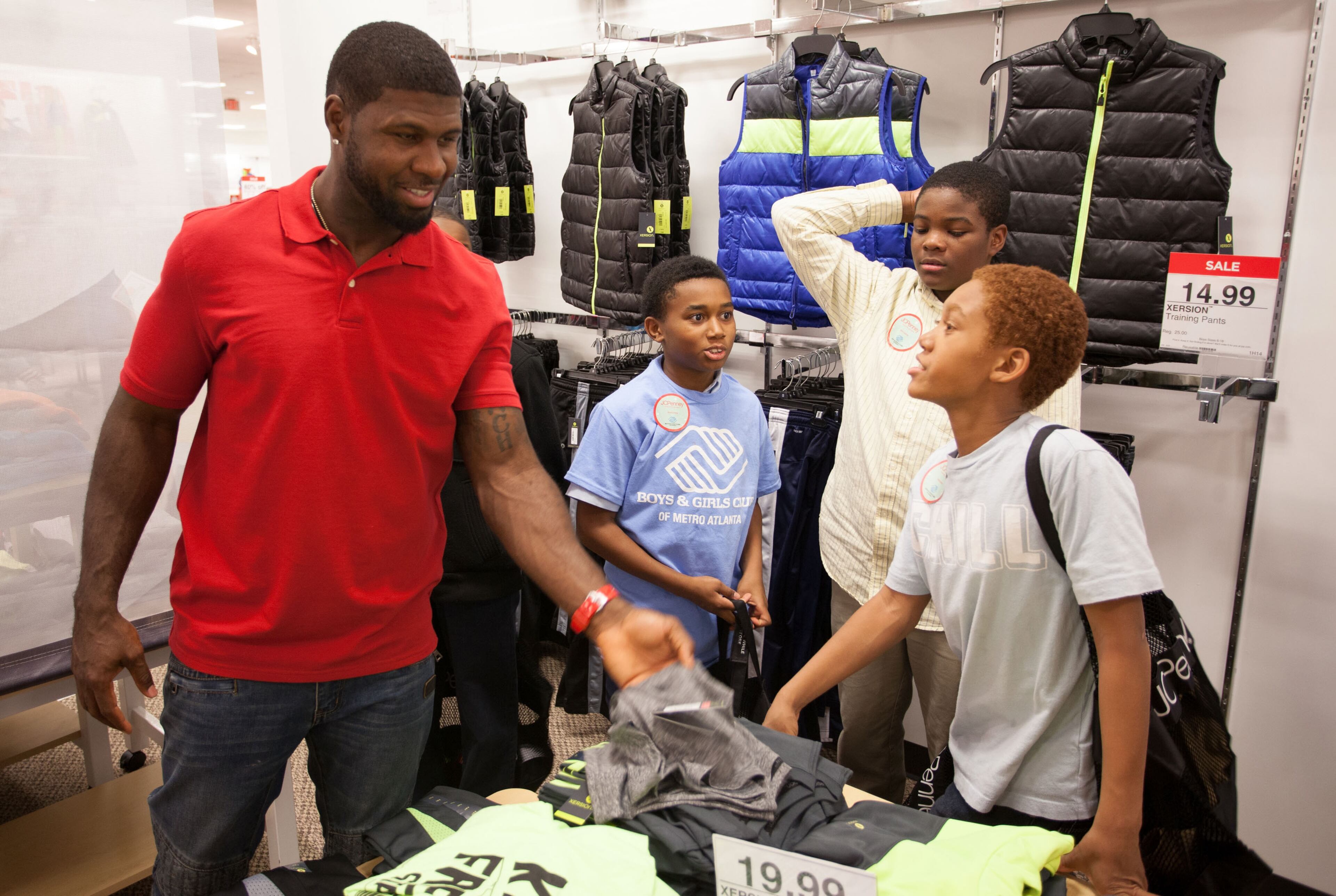 Atlanta Falcon Devin Hester surprises the Boys & Girls Club of Metro Atlanta with a holiday shopping spree for #GivingTuesday at JCPenney in Fayetteville, Georgia. (Photo by Marcus Ingram/Getty Images for JCPenney)