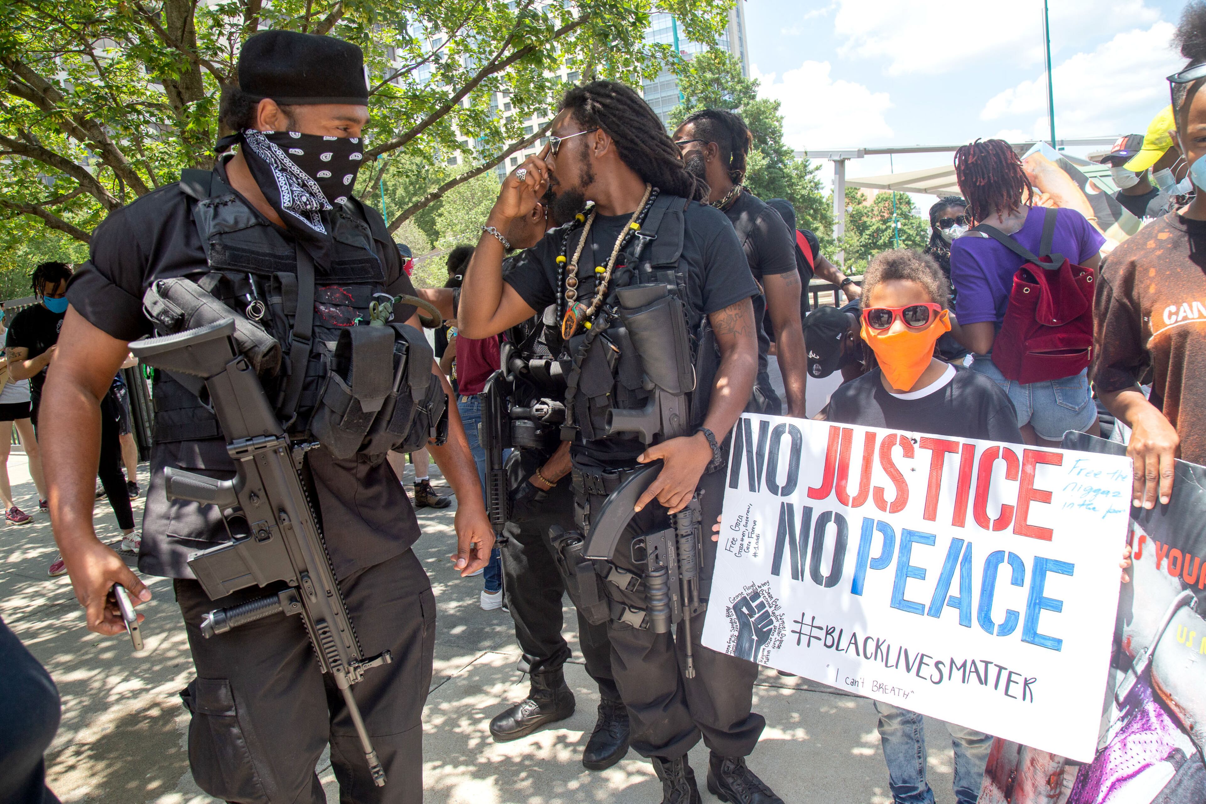 Demonstrators protesting the shooting of Jamarion Robinson gather at Centennial Olympic Park before marching to Woodruff Park Saturday, June 20, 2020. STEVE SCHAEFER FOR THE ATLANTA JOURNAL-CONSTITUTION