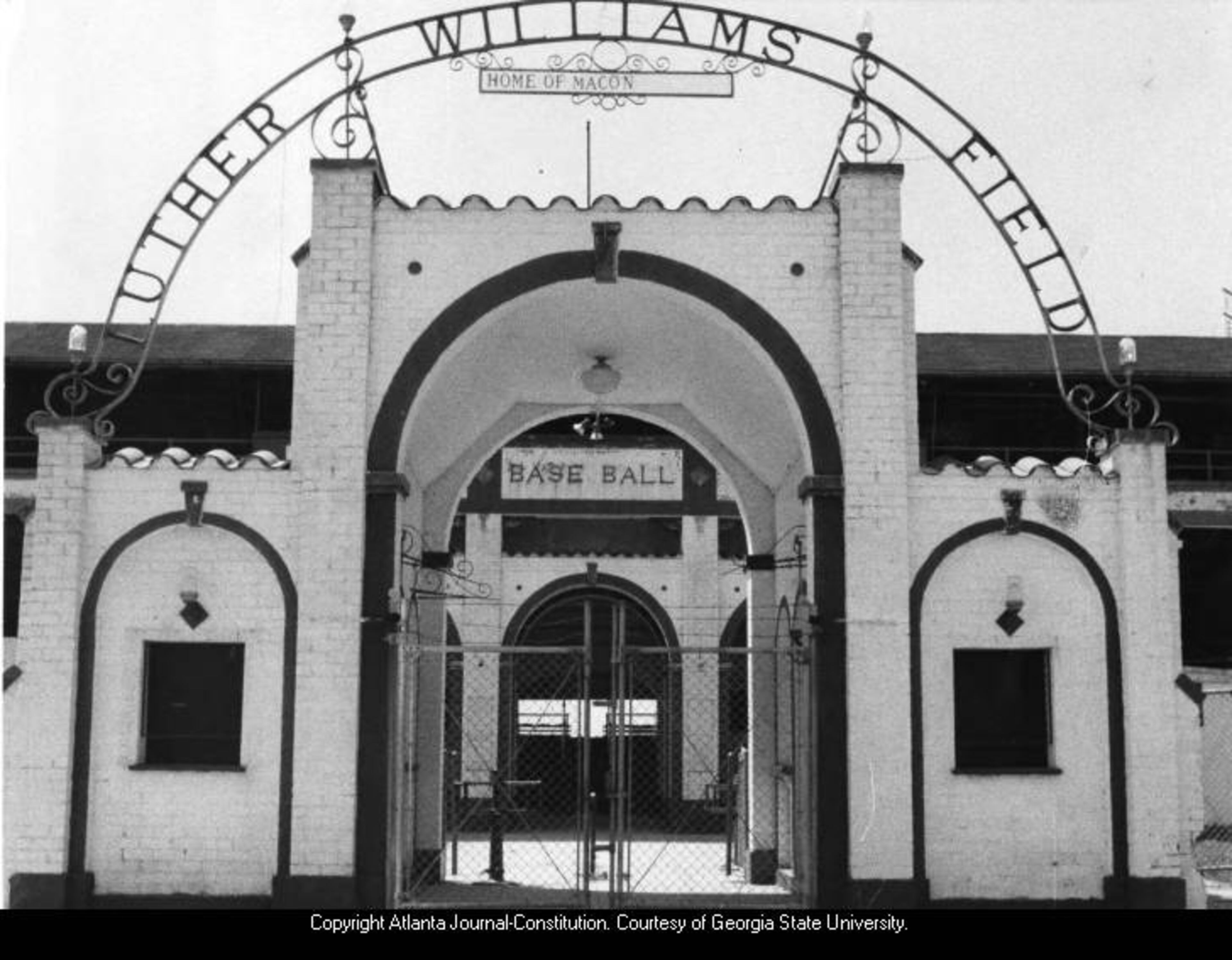 1974 -- The front gate of Luther Williams Field in Macon. The ballpark was built in 1929 and was the home of the Class A Macon Braves before the team moved to Rome in 2003. BILL WILSON / AJC PHOTO ARCHIVES