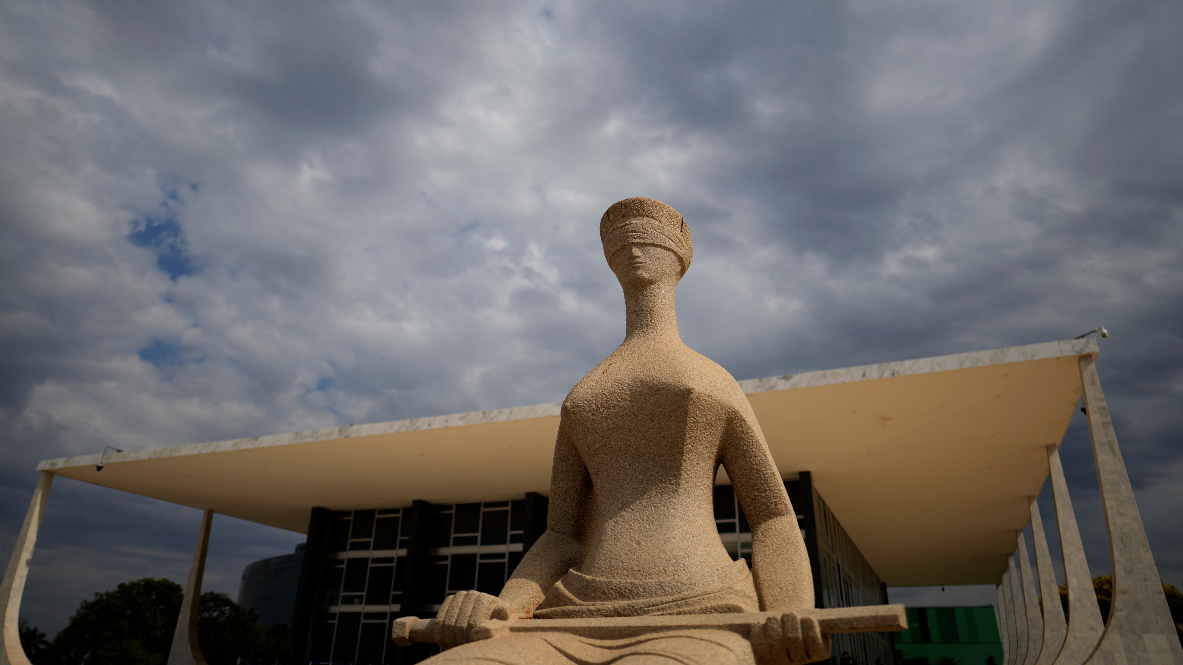 The Statue of Justice stands outside the Supreme Court building ahead of a plenary session in Brasilia, Brazil, Wednesday, Sept. 2, 2026. (AP Photo/Eraldo Peres)