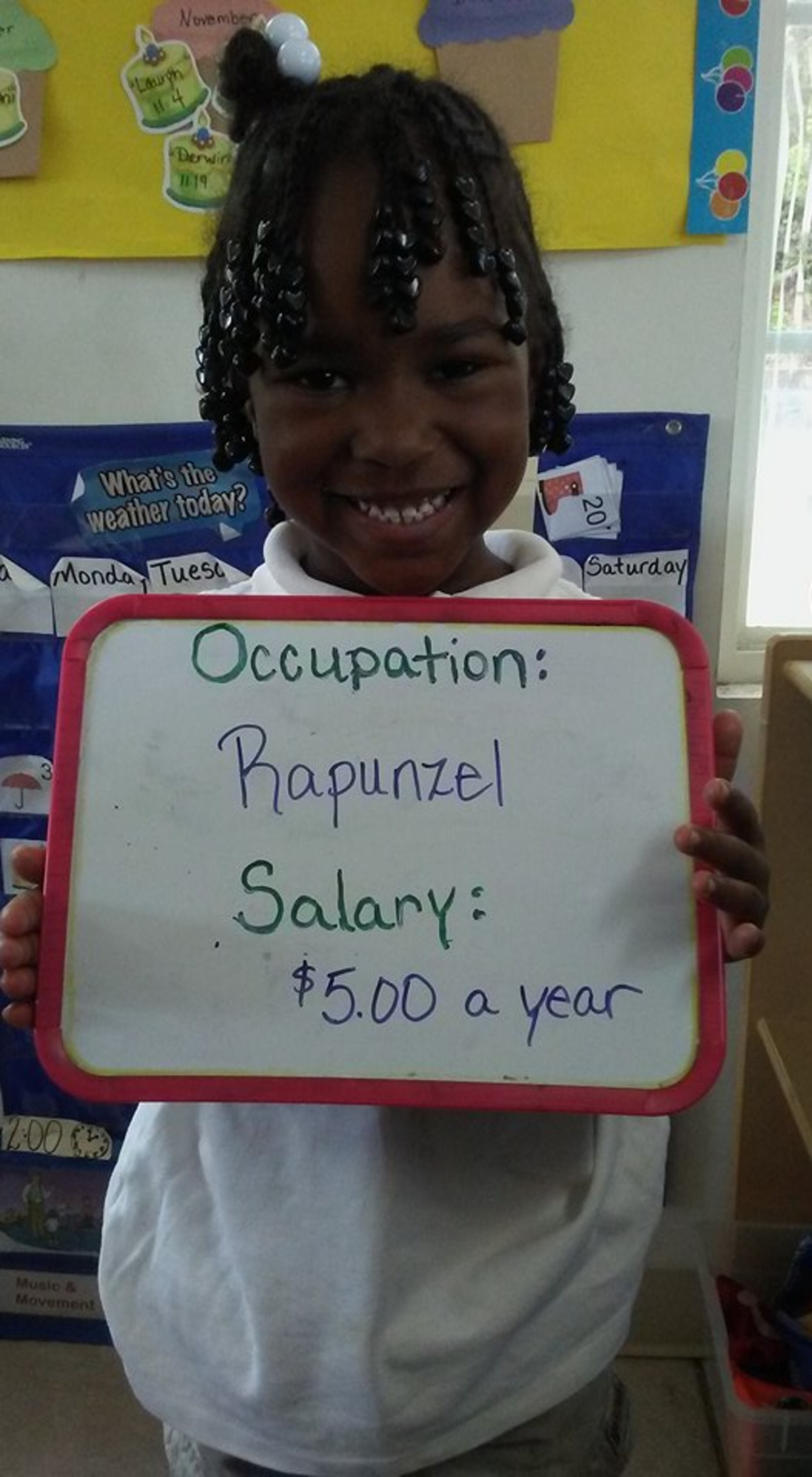 Andrea Wilkes. Occupation: Rapunzel. Salary: $5 a day. While we tried to calculate how much Andrea could make if she grew her hair 70 feet and sold it, we thought it would be easier to look at Mandy Moore, who voiced Rapunzel in the movie "Tangled." The talented actress and singer's net worth is $23 million.