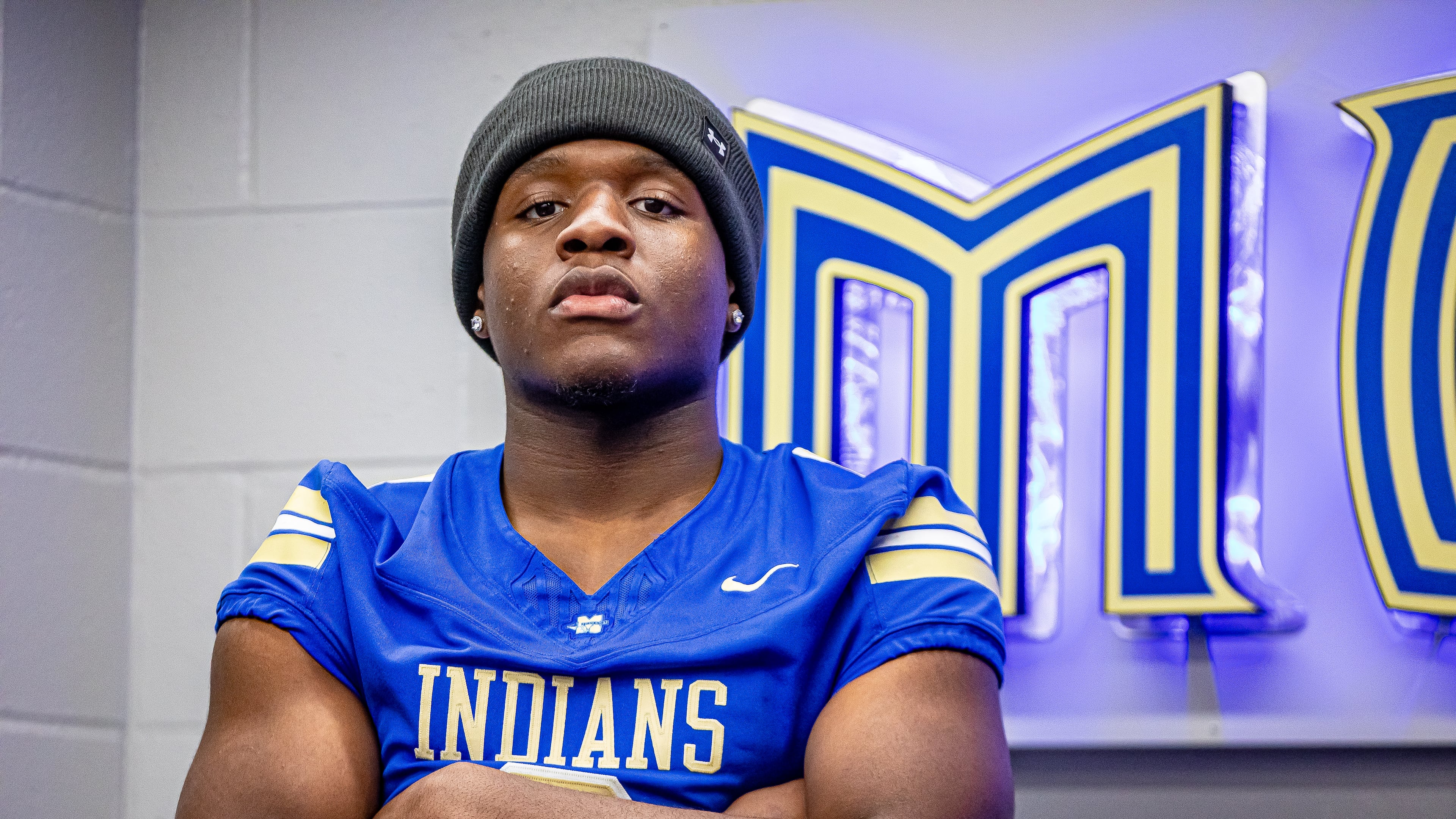 Linebacker Joakim Gouda has transferred from South Paulding to McEachern for his senior season. The national recruit is expected to improve an already a strong returning defensive unit for the Indians. (Jeff Sentell/DawgNation)