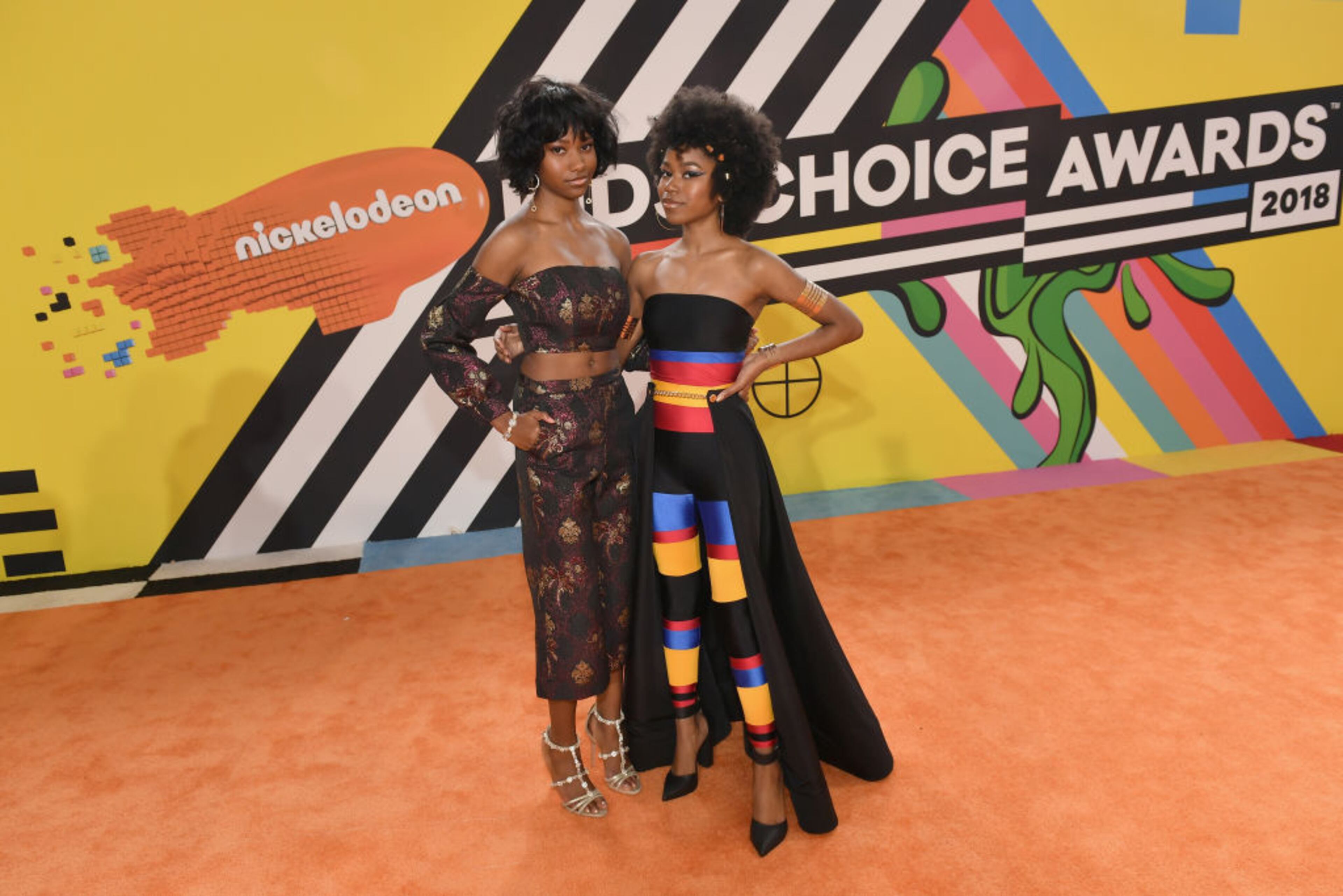 INGLEWOOD, CA - MARCH 24: Reiya Downs (L) and Riele Downs attend Nickelodeon's 2018 Kids' Choice Awards at The Forum on March 24, 2018 in Inglewood, California. (Photo by Neilson Barnard/Getty Images)