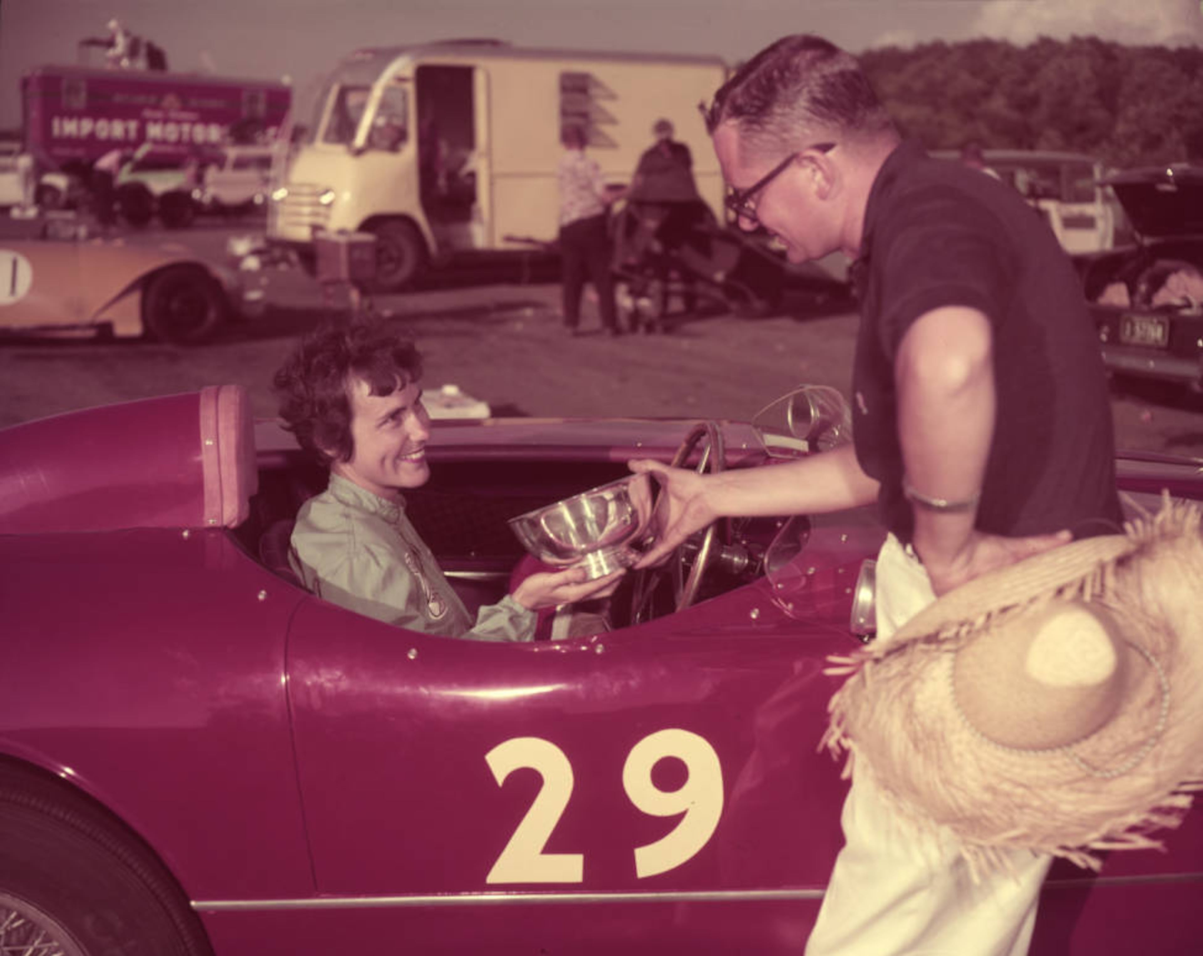 Audrey Saffel accepting her trophy for winning the Belle's Classic race in Gainesville, 1957. Floyd Jillson/AJC