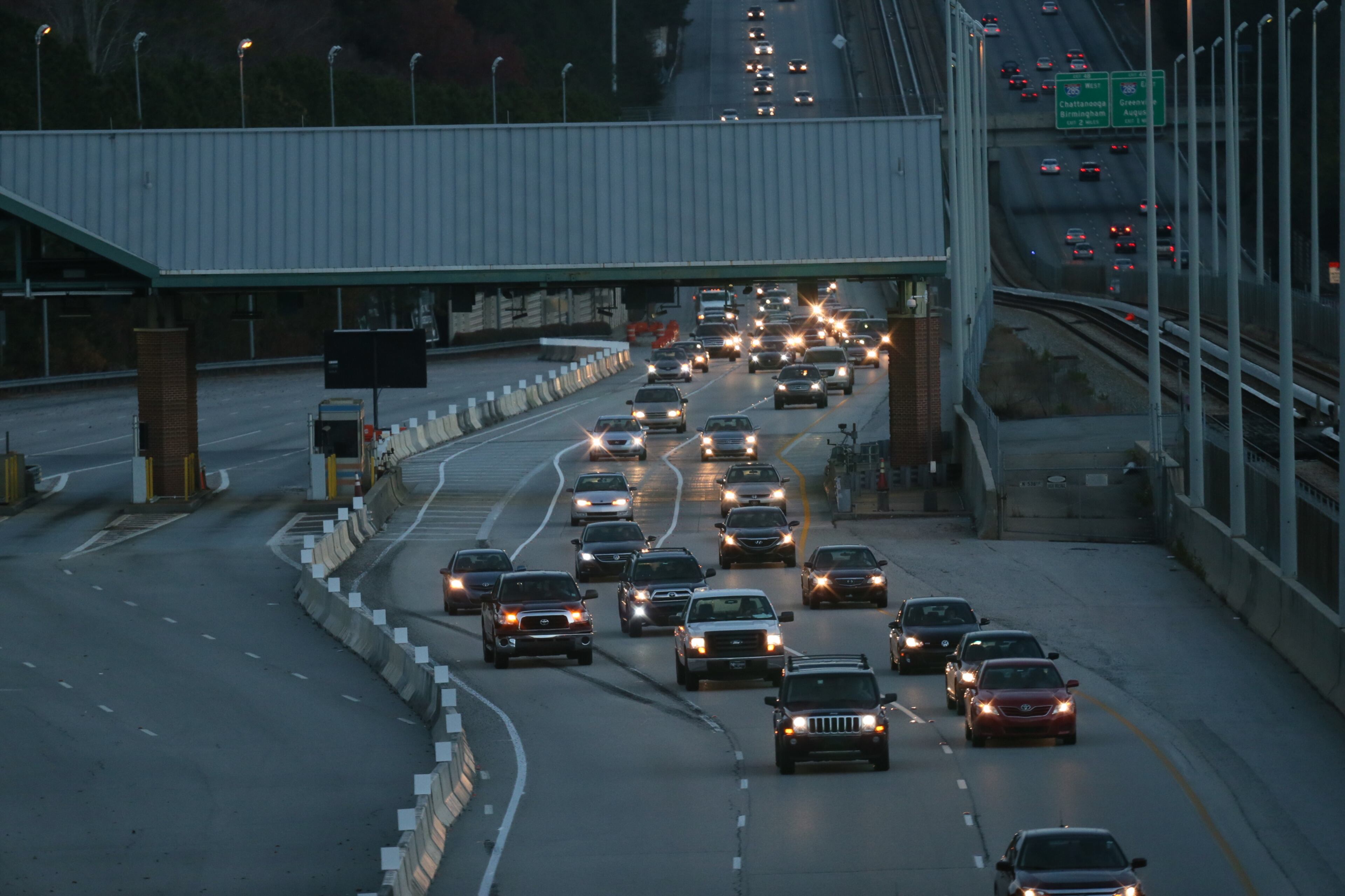 Once the project is finished, the speed limit return to its former level of 55 mph. Here's how the scene looked Monday morning. BOB ANDRES/BANDRES@AJC.COM