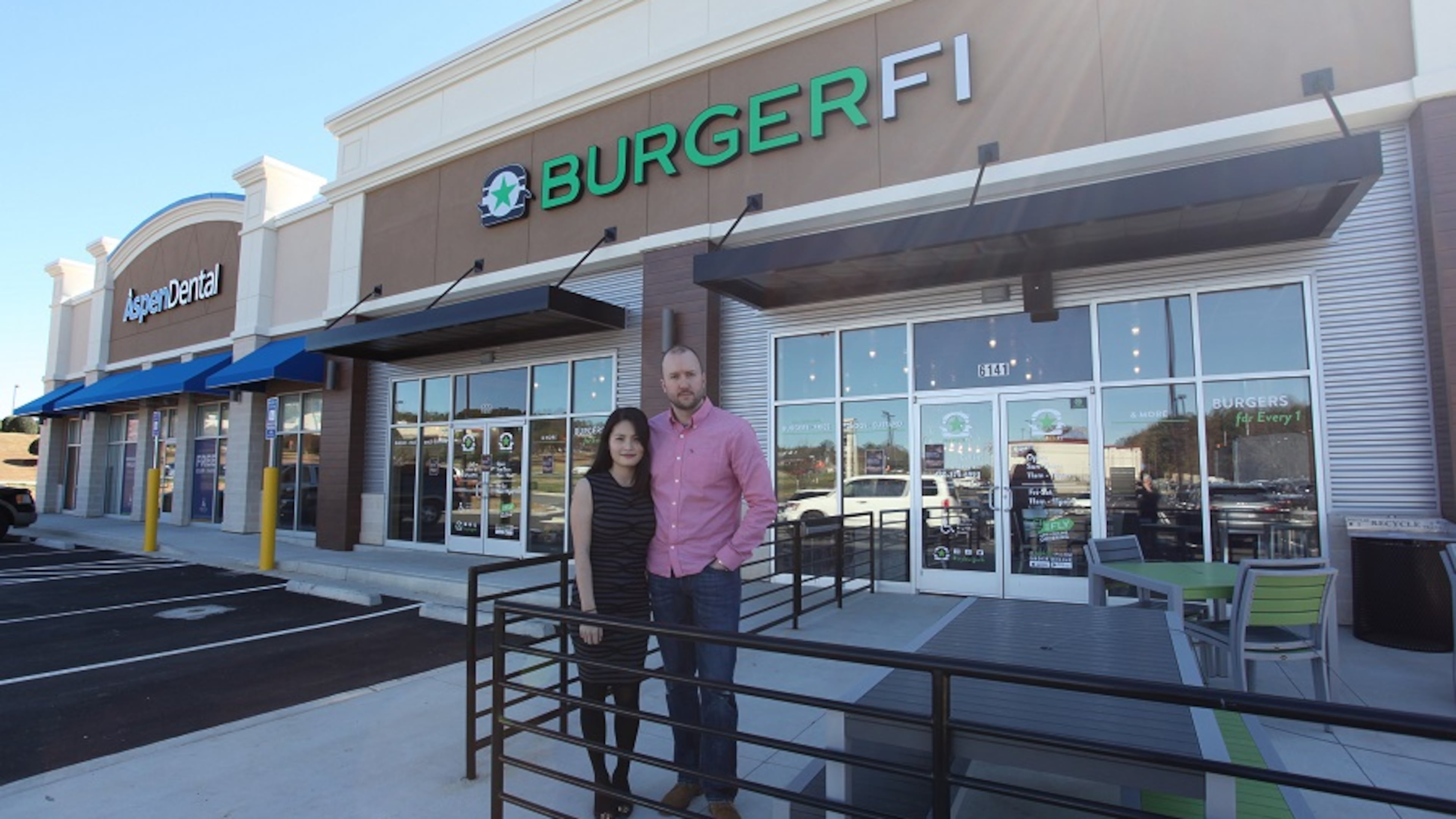 Claire Shoener (left) and Elliot Shoener will open their BurgerFi franchise in Peachtree Corners on March 12.