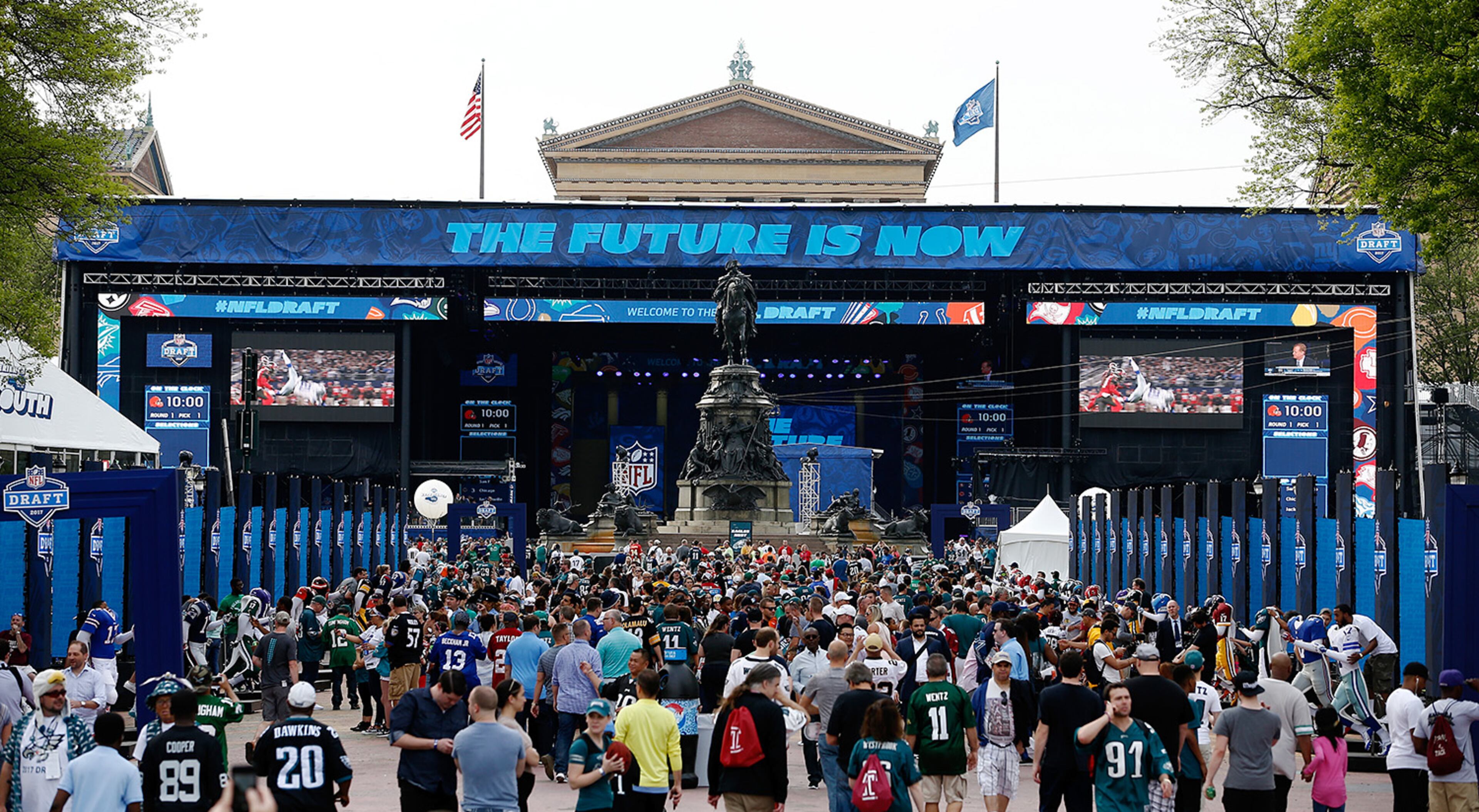 PHILADELPHIA, PA - APRIL 27: Fans attend the NFL Draft Experience prior to the first round of the 2017 NFL Draft at the Philadelphia Museum of Art on April 27, 2017 in Philadelphia, Pennsylvania. (Photo by Jeff Zelevansky/Getty Images)