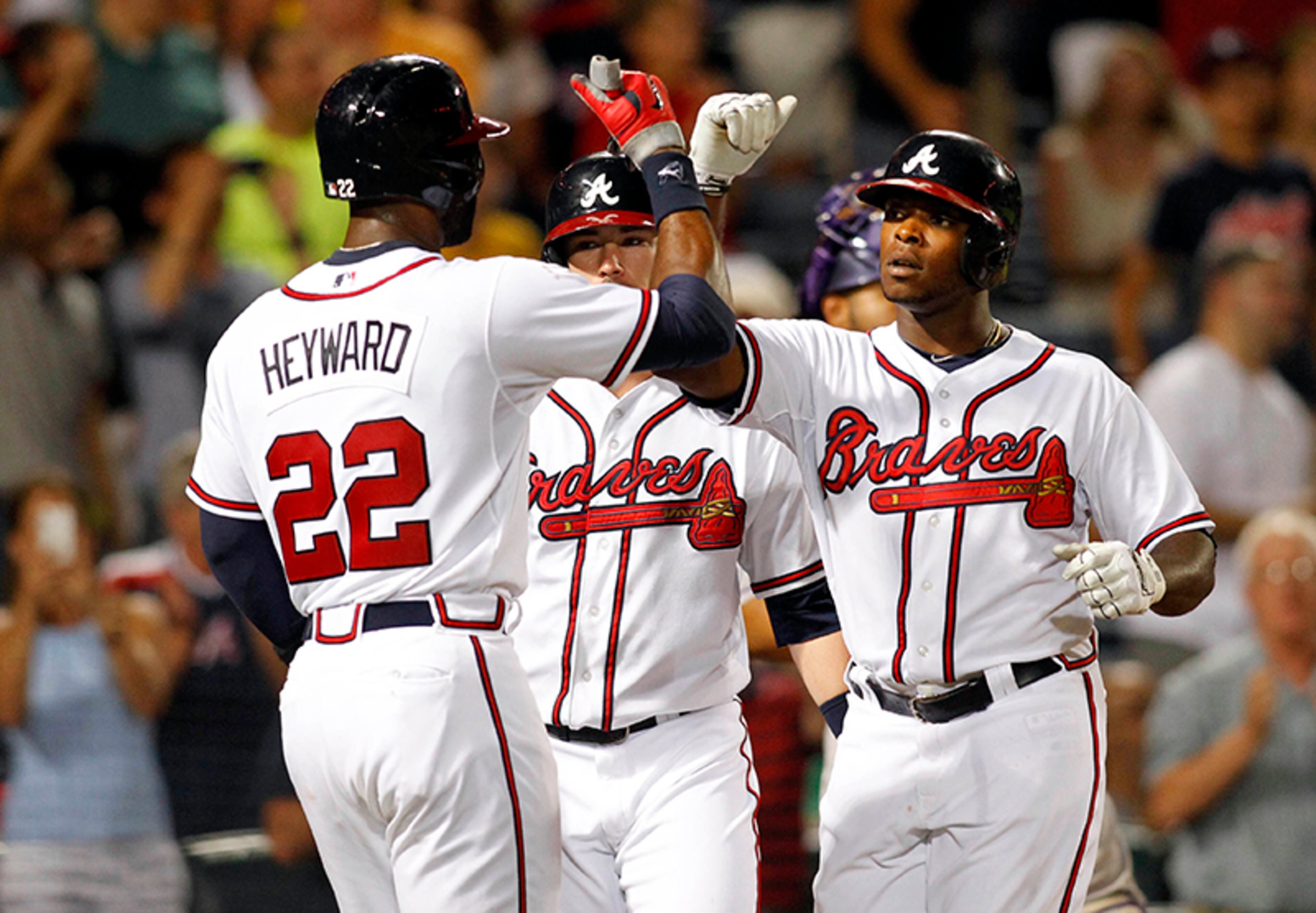 408 feet - With two on and no outs in the 8th inning, Justin Upton hits his second homer of the night off Rockies reliever Edgmer Escalona at Turner Field. The Braves win 11-2.