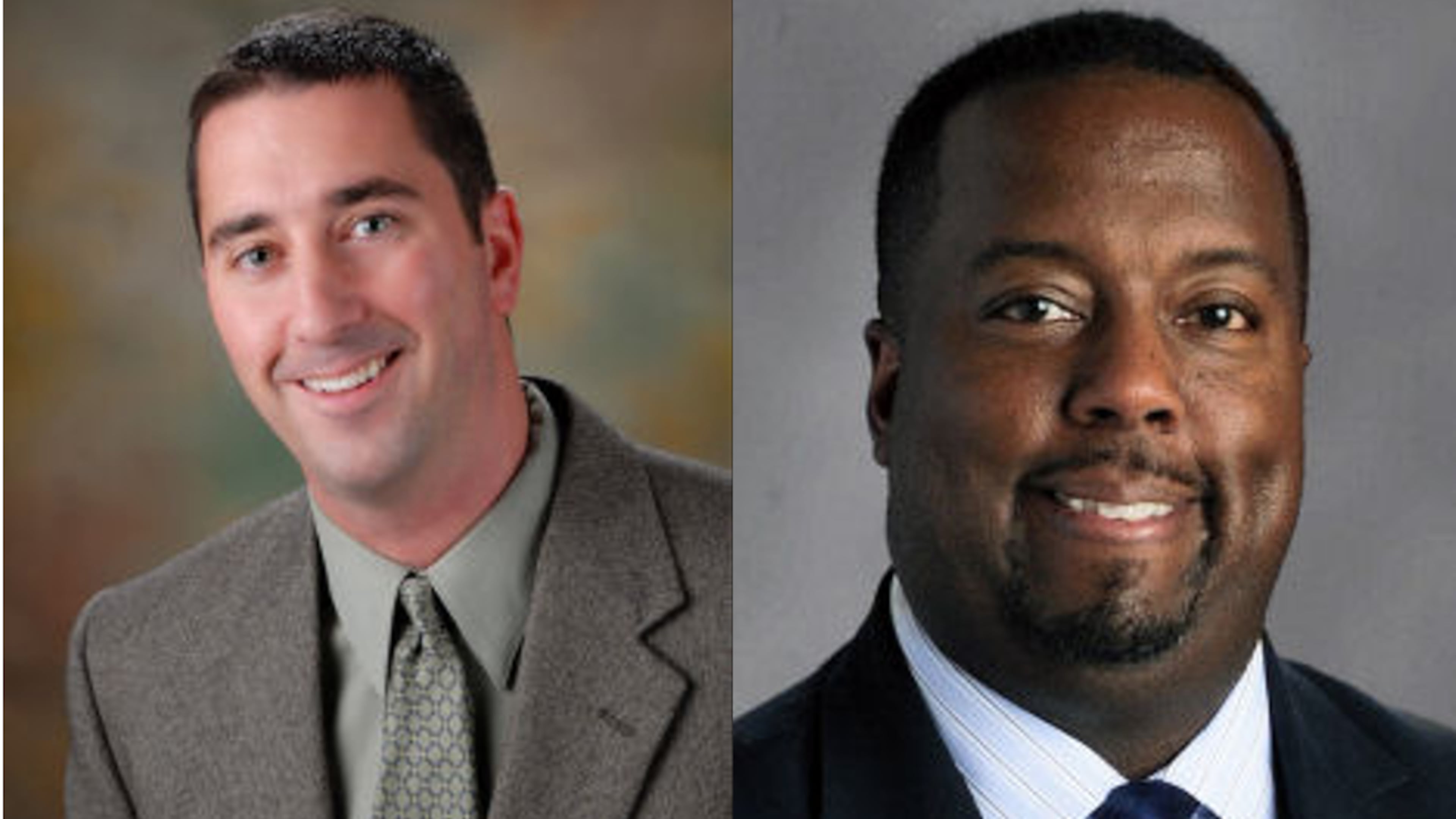 Eric Davidson left, and Christopher Martin have been promoted to principal positions at two Gwinnett County high schools.