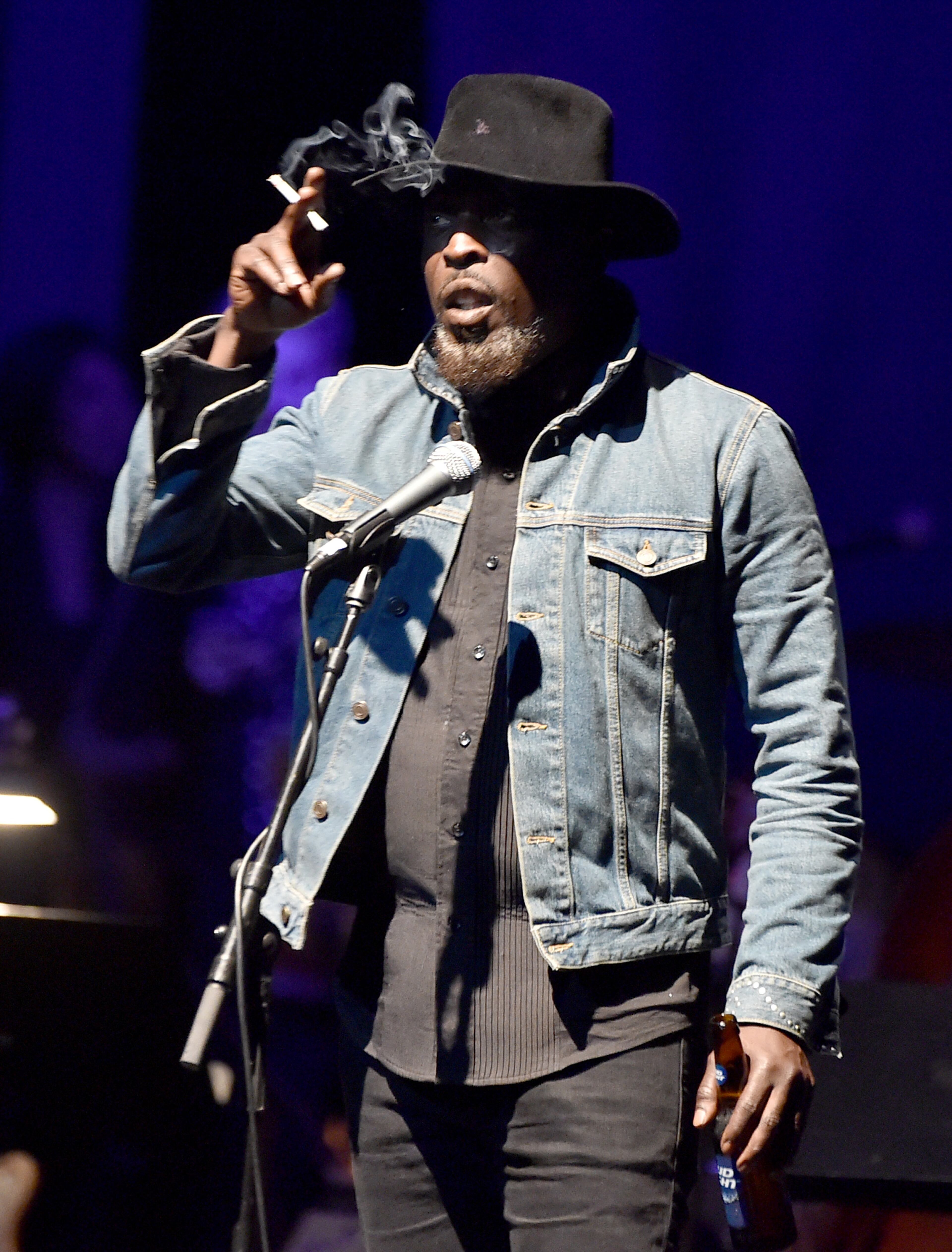 LOS ANGELES, CA - APRIL 07: Actor Michael Kenneth Williams speaks onstage during The David Lynch Foundation's DLF Live Celebration of the 60th Anniversary of Allen Ginsberg's "HOWL" with Music, Words, and Funny People at The Theatre at Ace Hotel on April 7, 2015 in Los Angeles, California. (Photo by Kevin Winter/Getty Images)