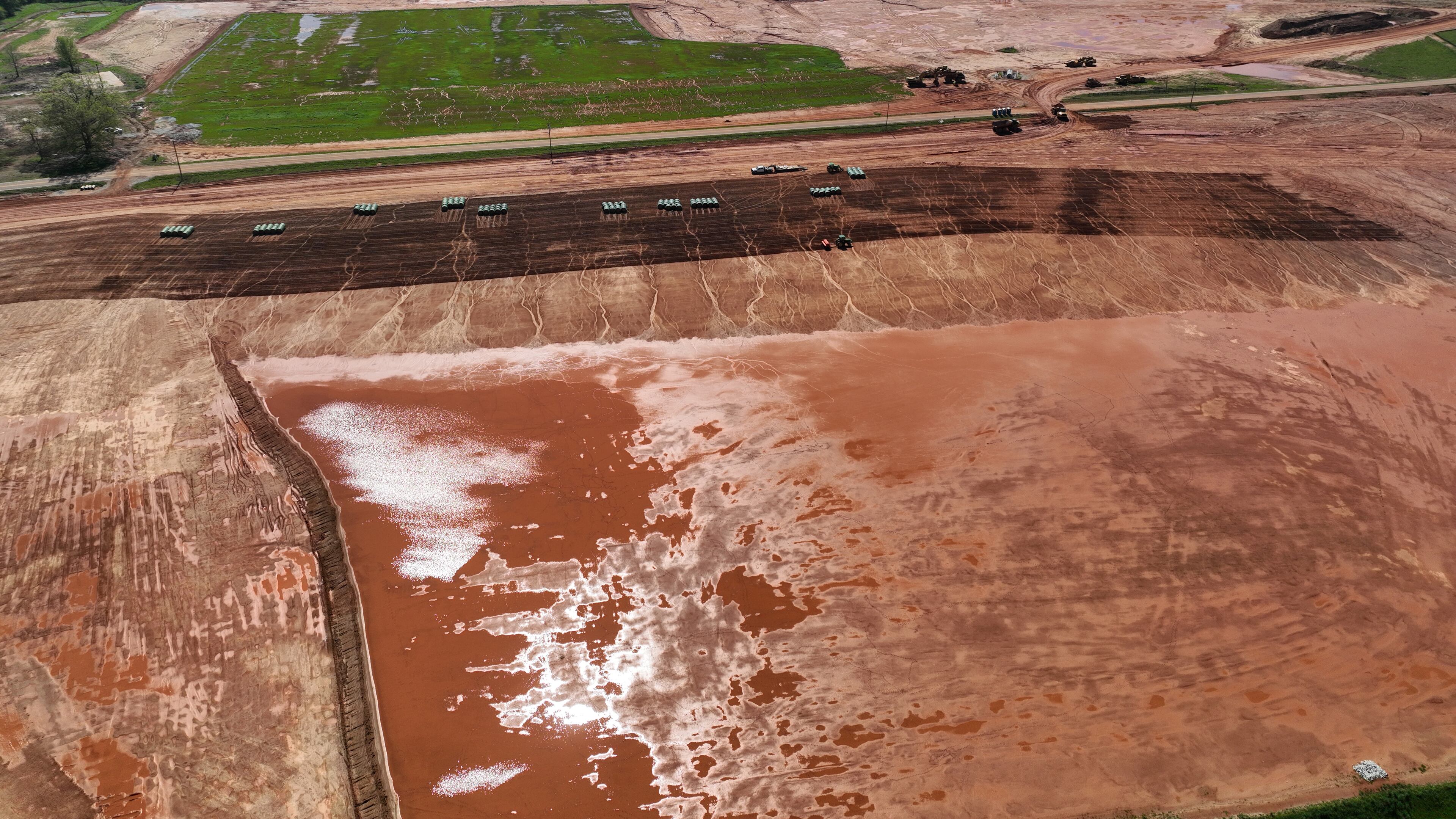 Aerial photograph shows the 2,000-acre Rivian factory site in southern Walton and Morgan counties on Thursday, March 30, 2023, in Social Circle. (Hyosub Shin / Hyosub.Shin@ajc.com)