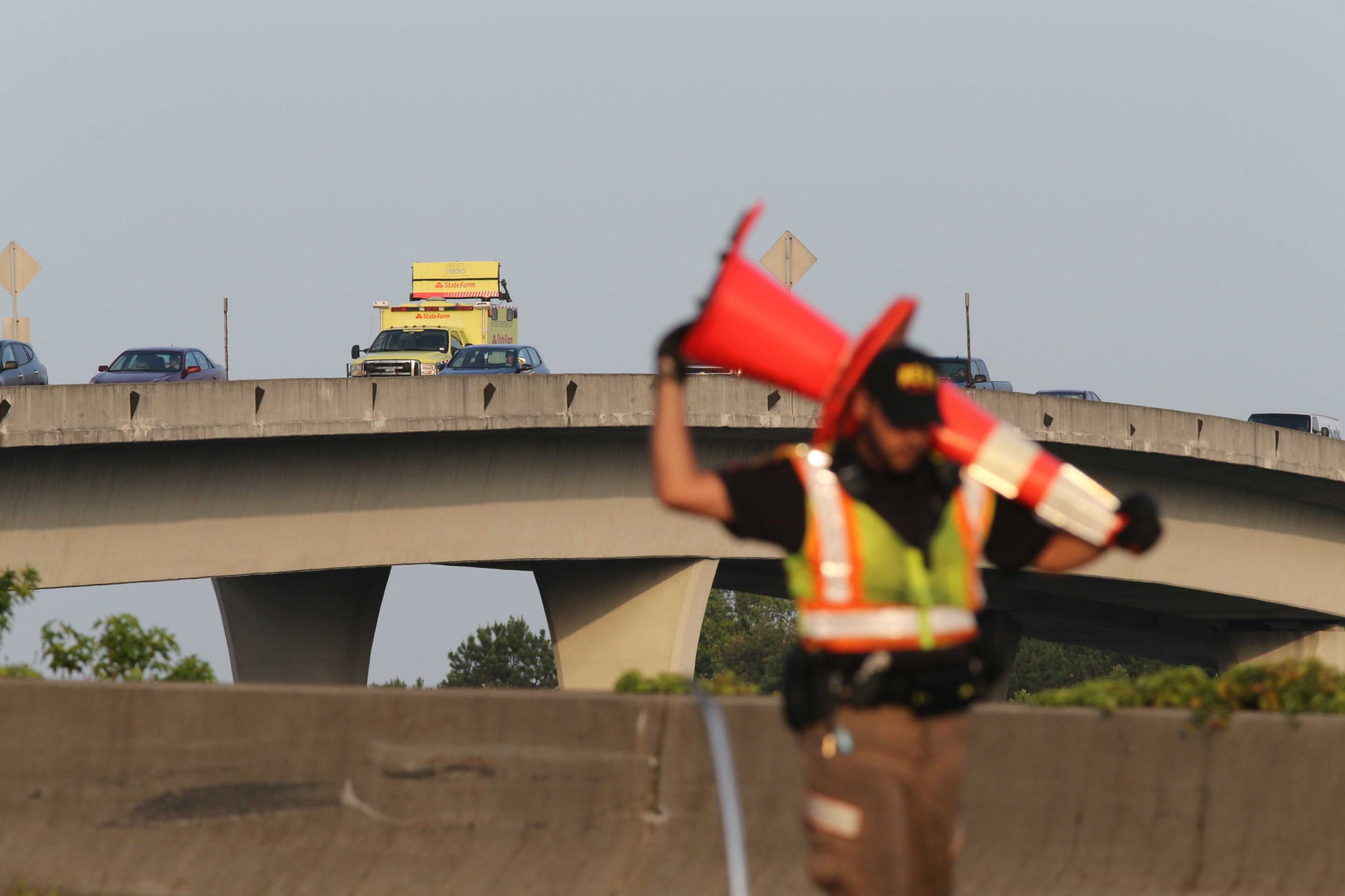 Traffic was jammed on I-285 eastbound early Tuesday after a tractor-trailer overturned on the Spaghetti Junction ramp to I-85 north. The ramp from I-285 east to I-85 north remained blocked at 7 a.m. There were no immediate reports of serious injuries.