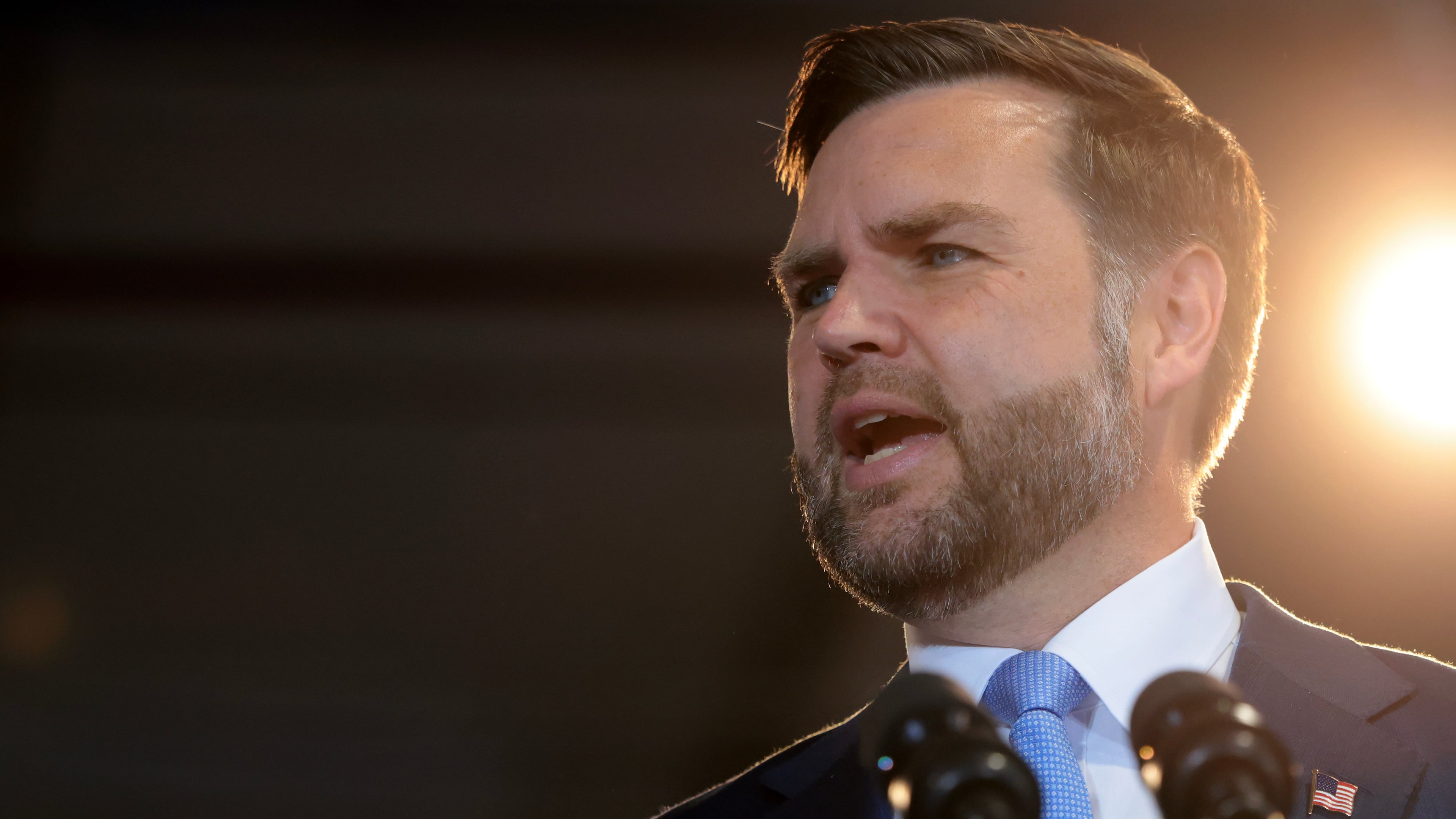 Vice President JD Vance speaks at CompoTech headquarters, Monday, August 24, 2026 in Brewer, Maine. (Anna Moneymaker/Pool Photo via AP)