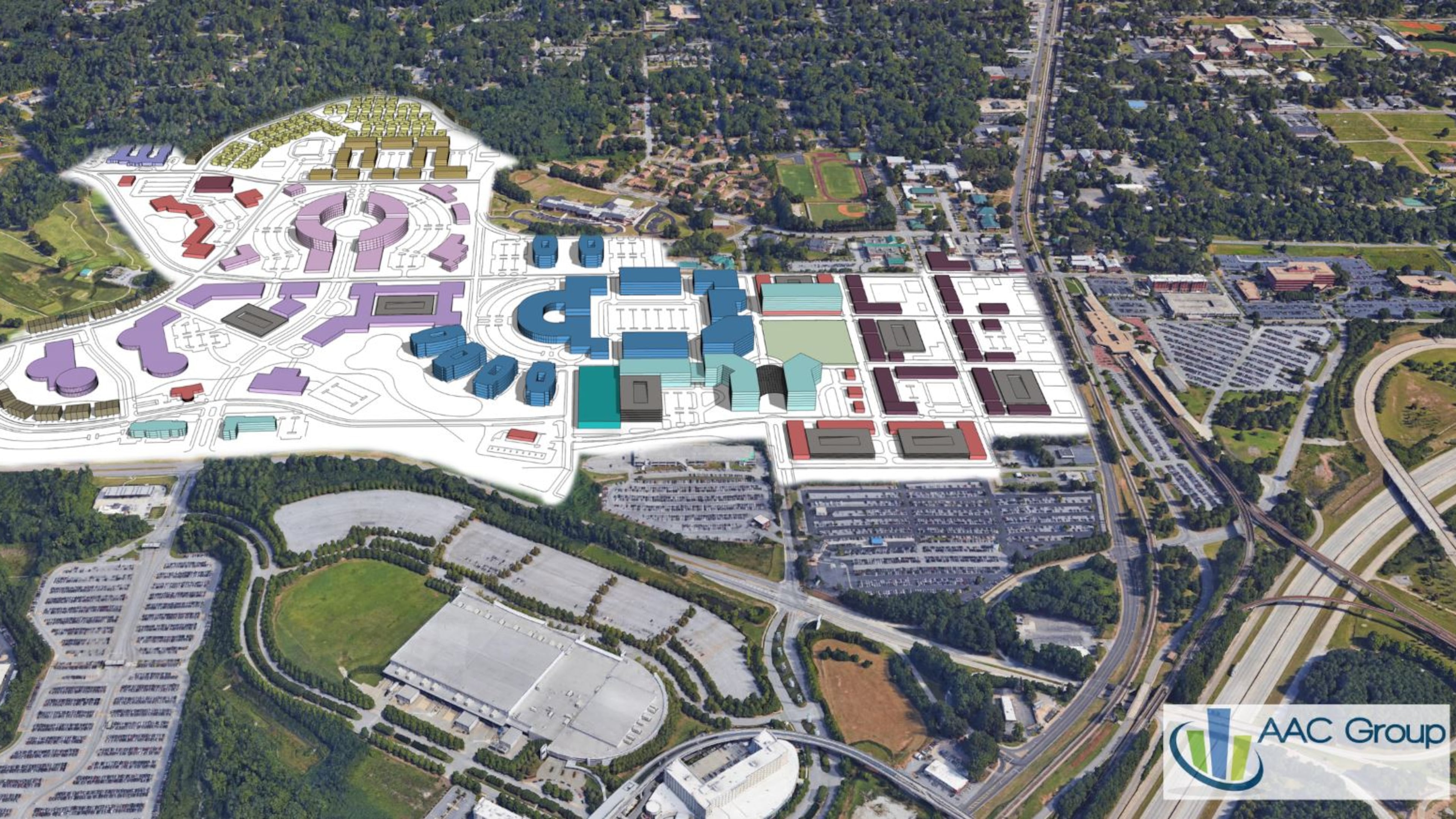 A rendering of Airport City, a proposed 320-acre mixed-use development near Hartsfield-Jackson International Airport.