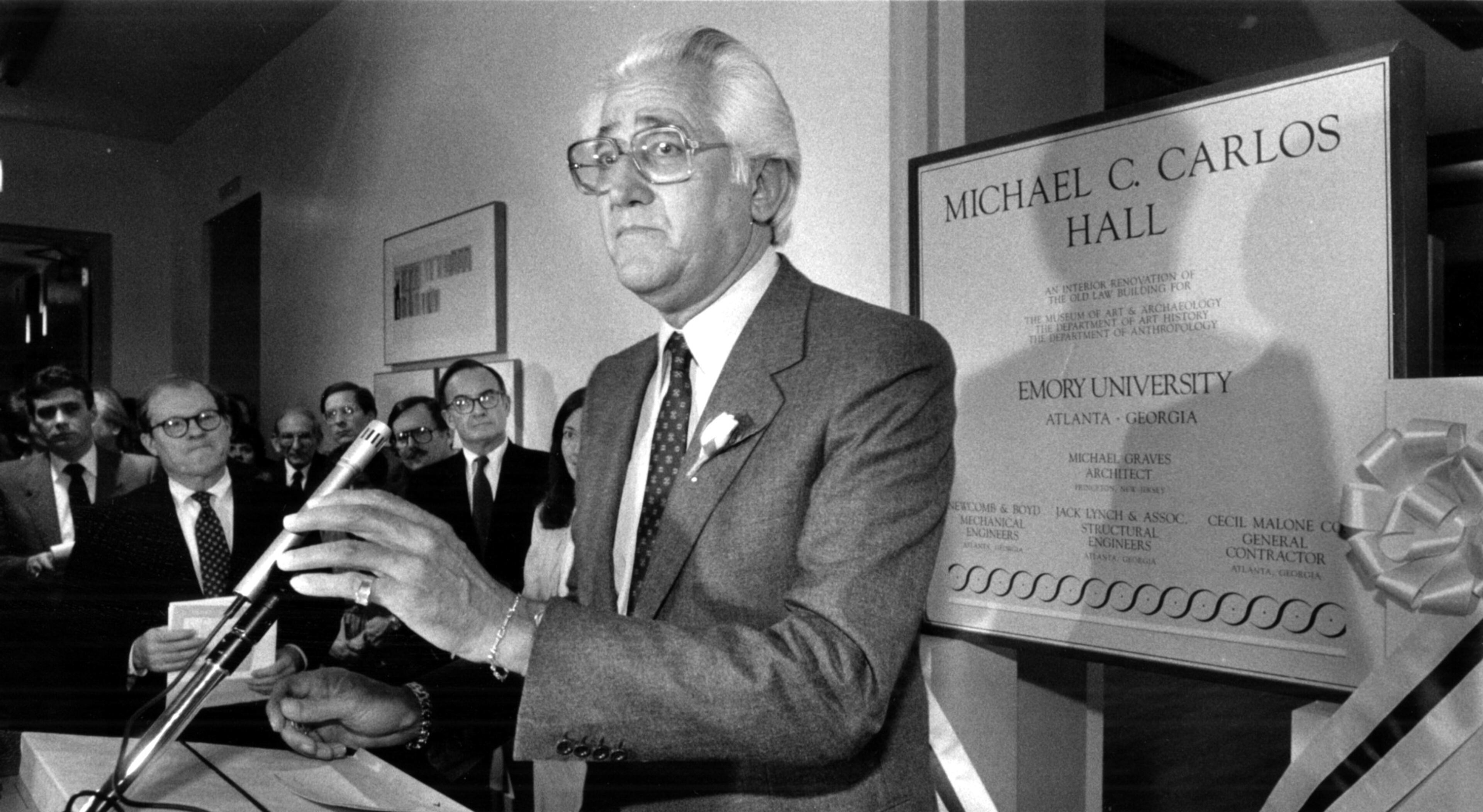 Michael Carlos was on hand for the dedication of Michael C. Carlos Hall at Emory University in which Carlos donated money to help renovate and make way for a museum there. (John Spink/AJC staff) 1985