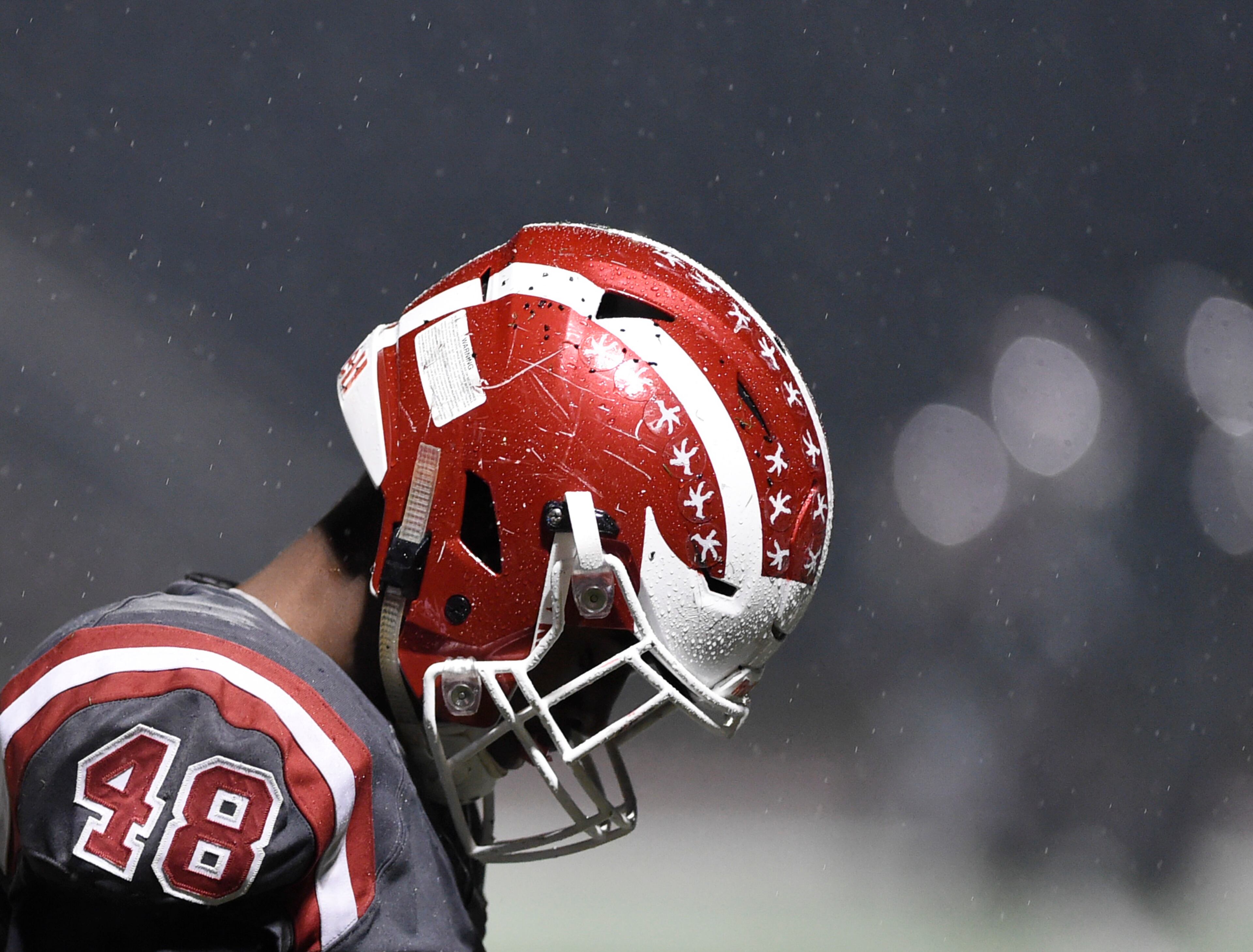 Hillgrove's Chase Rivers looks down before the game against Milton High School, Friday, Nov. 23, 2018, in Powder Springs, Georgia. (Annie Rice/AJC)