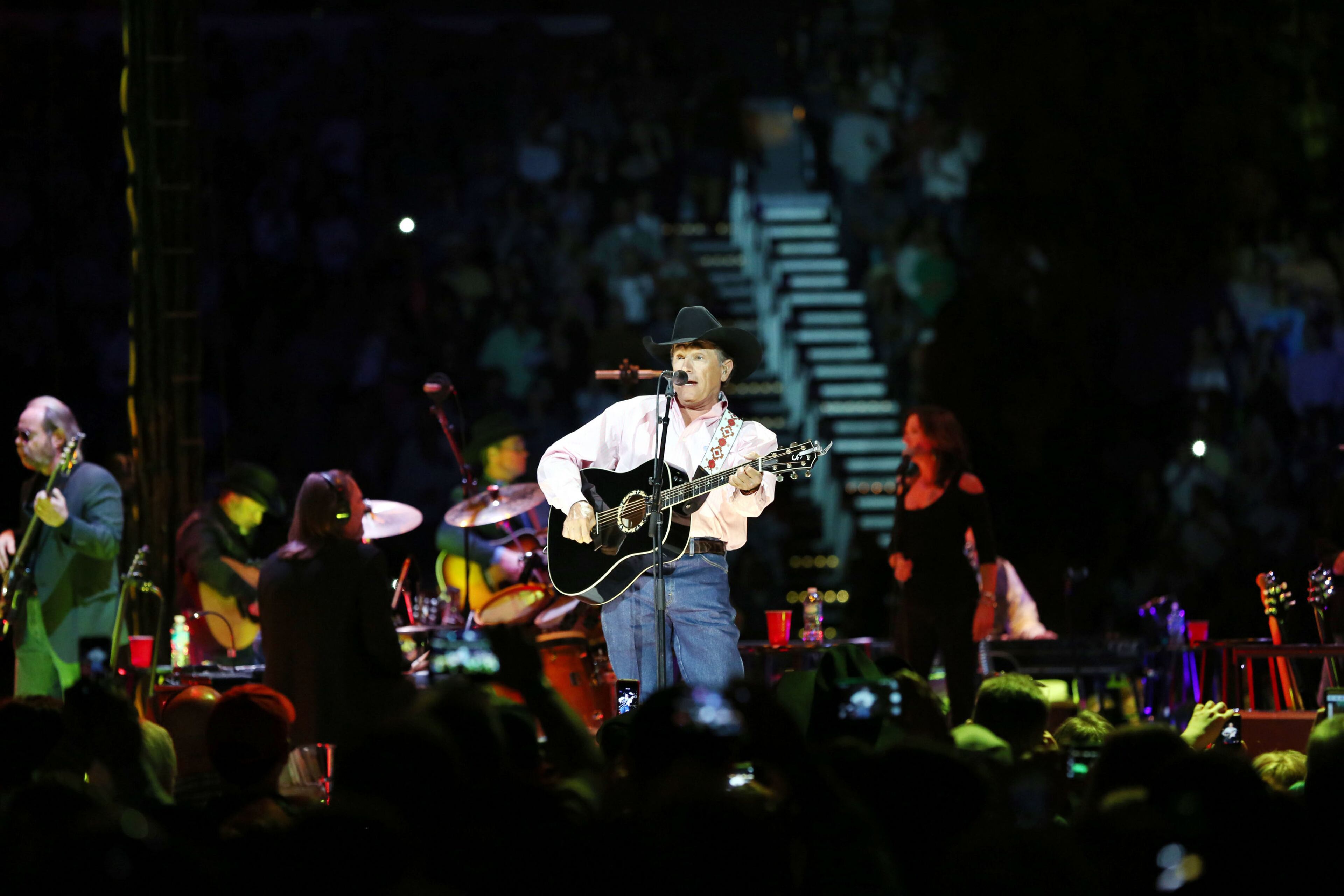 Iconic country music star George Harvey Strait sold out Philips Arena Saturday night on his The Cowboy Rides away Tour 2014. Strait is third only to Elvis Presley and The Beatles with the most gold and platinum albums in the history of music. He has been certified as the twelfth best selling artist in American history, with career album sales of 70 million.