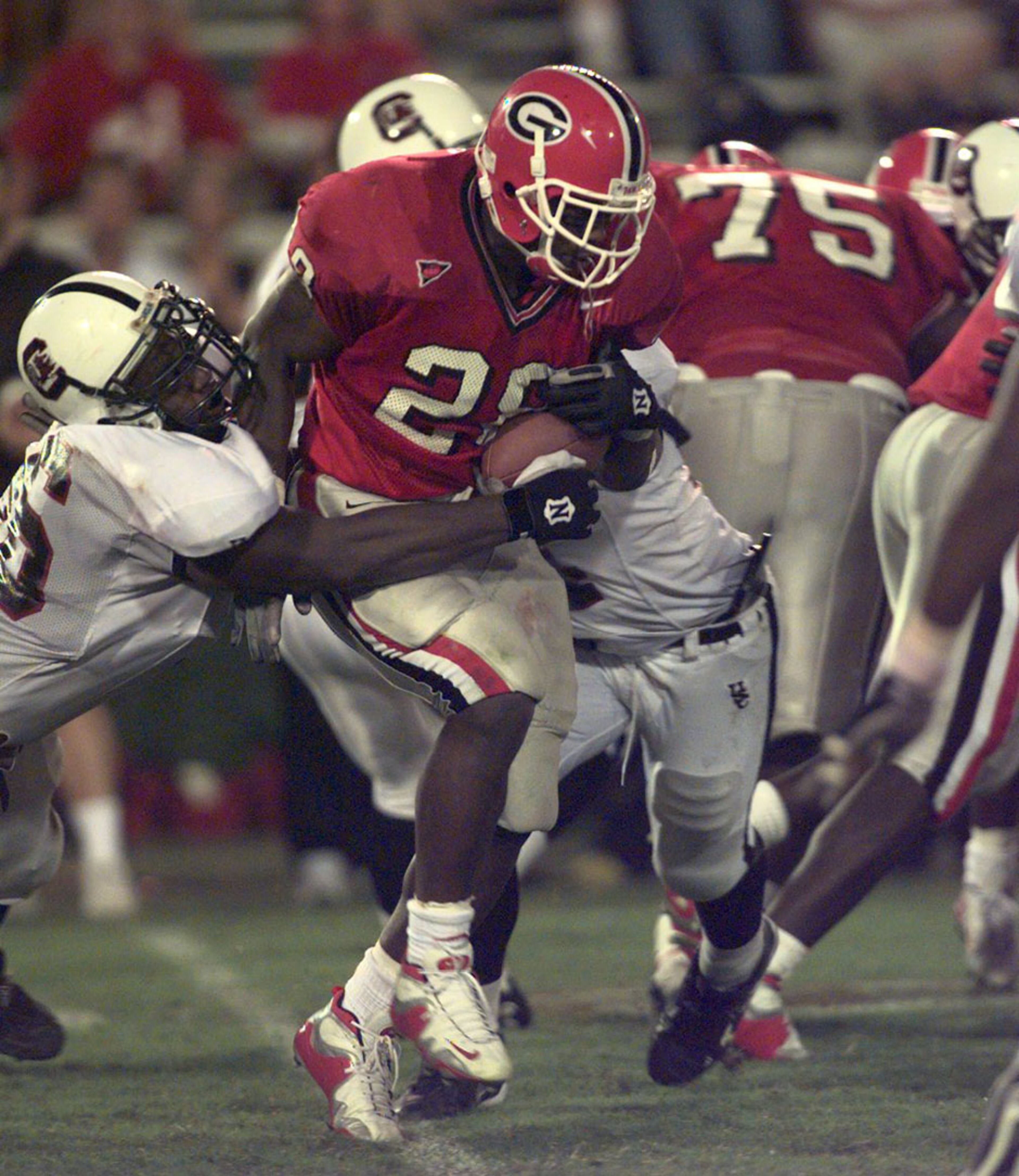Jasper Sanks led Georgia with 896 yards rushing as a sophomore, but lost the starting job the next season following a misdemeanor charge that was later dismissed.