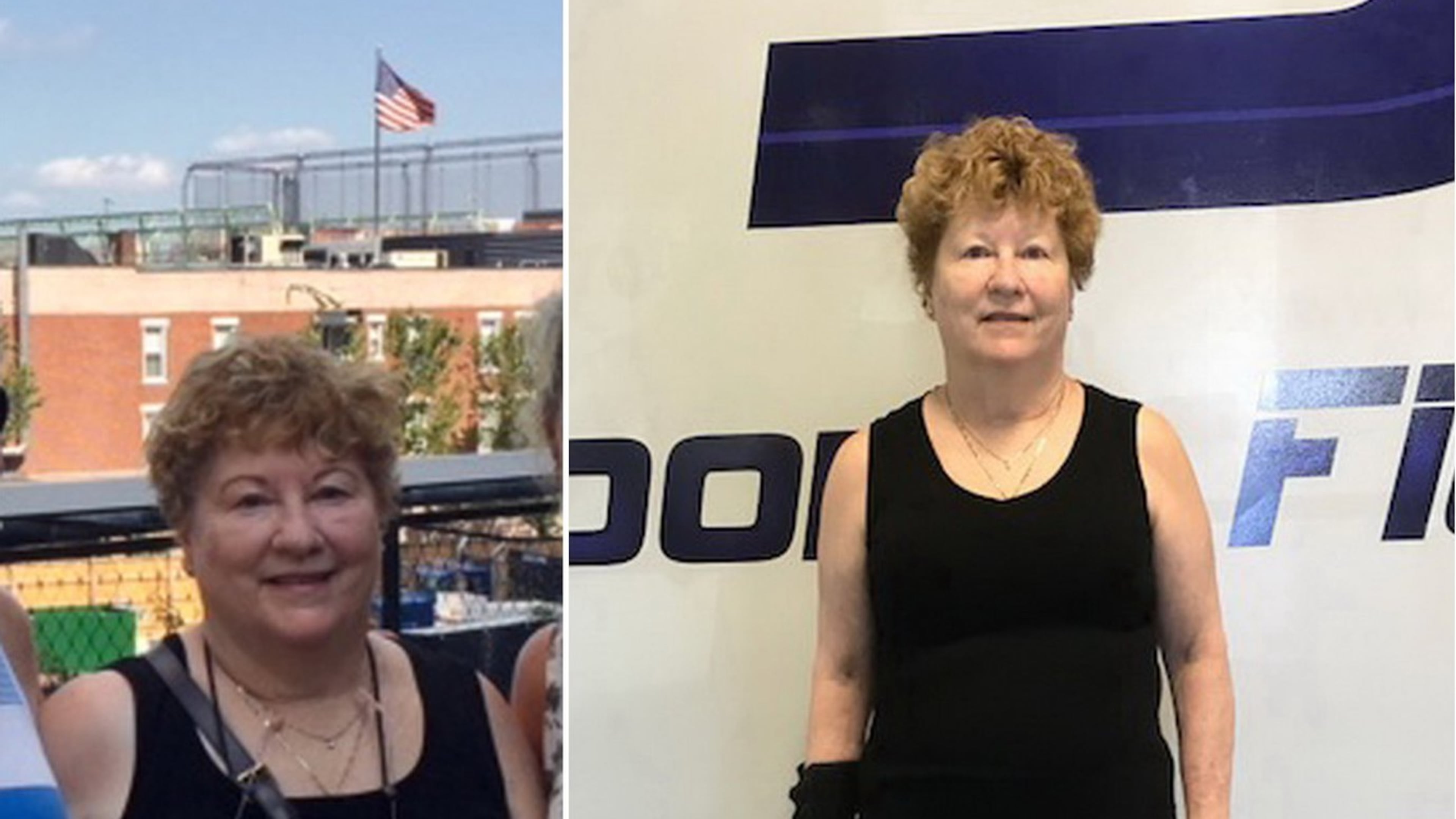 Patricia Dame weighed 195 pounds when the photo on the left was taken in July. In the photo on the right, taken in April, she weighed 157 pounds. (All photos contributed by Patricia Dame).