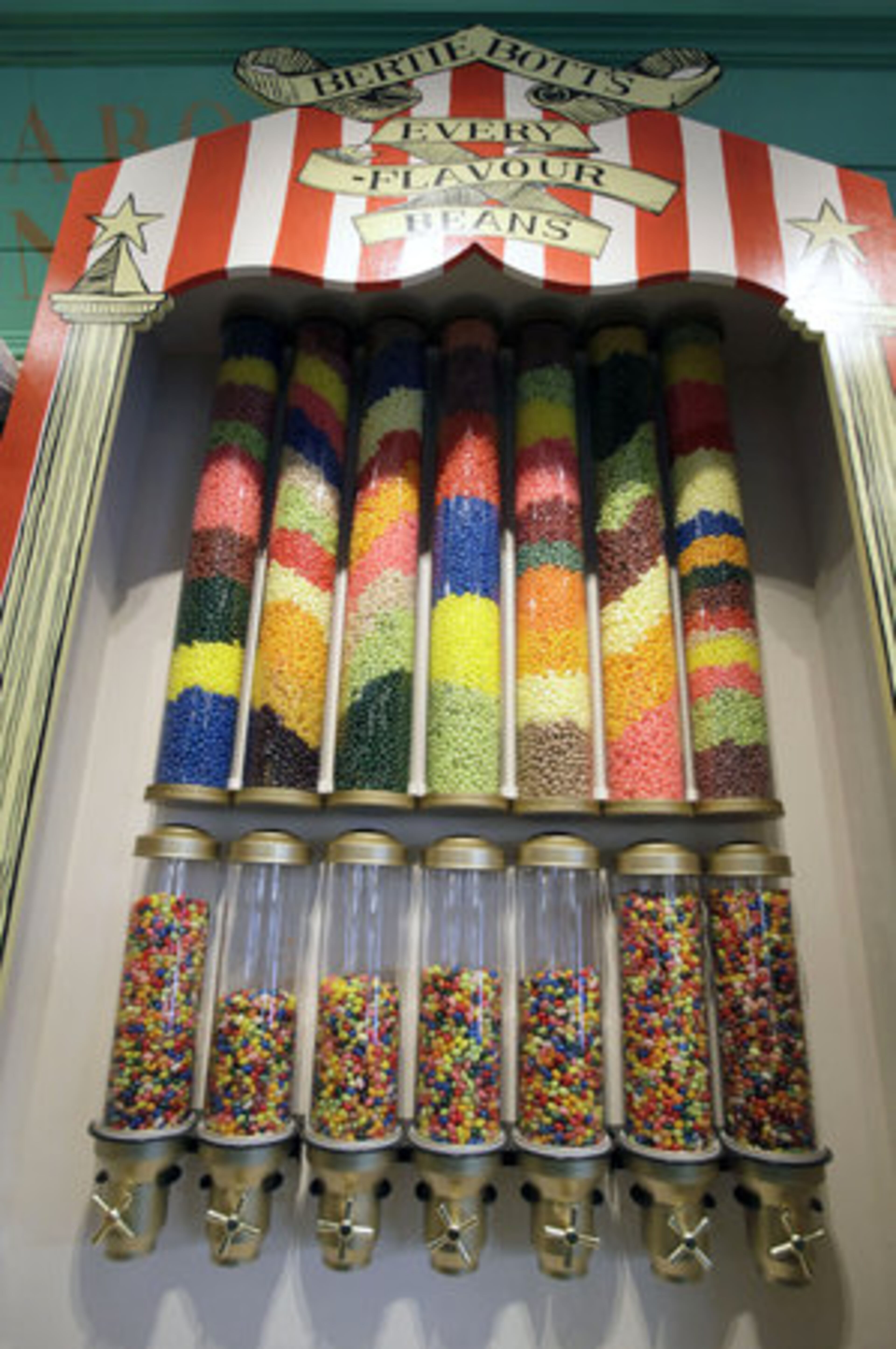 A dispenser of Bertie Botts Every-Flavour Beans is seen at The Wizarding World of Harry Potter at Universal Orlando theme park in Orlando, Fla.