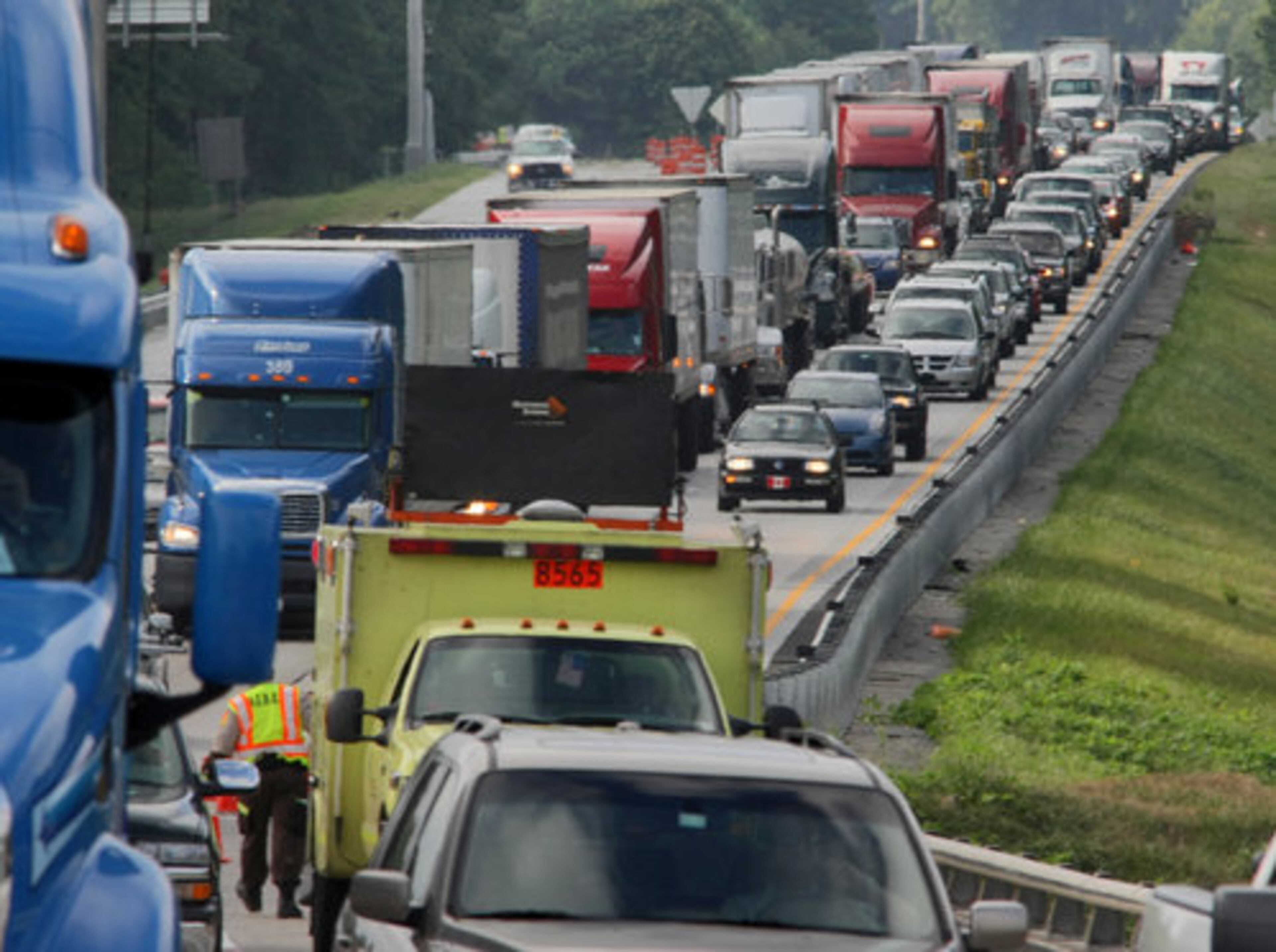 The incident happened around 5 a.m., according to Cobb police, and jammed northbound traffic during the early morning traffic buildup.