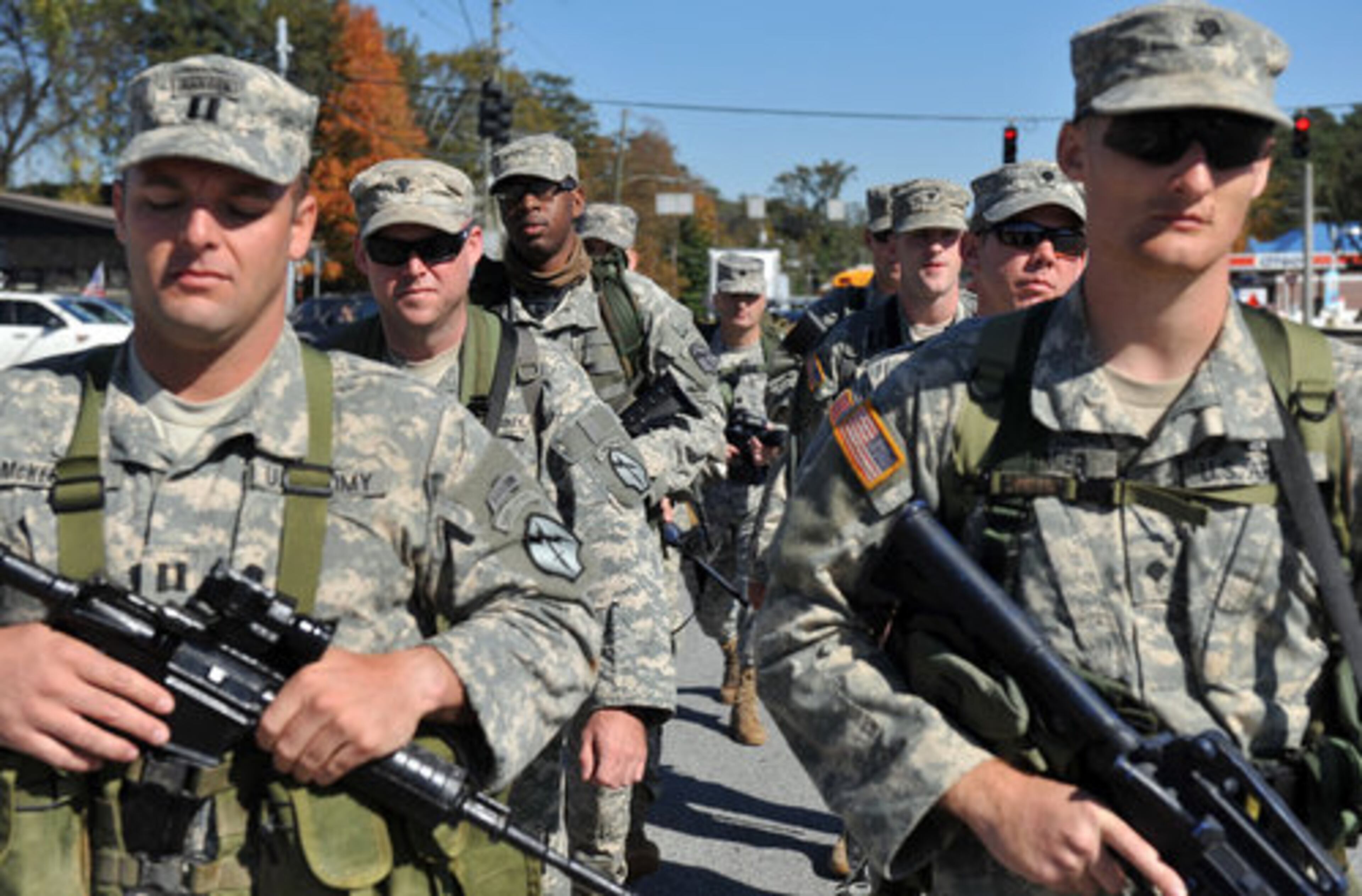 A group of 10 soldiers from the Georgia Army National Guard long range surveillance unit is on a quest to commemorate the 100-plus mile march made by Easy Company of the 101st Airborne Division in preparation of WWII. The march was again made famous when it was depicted in the 10-part HBO series, "Band of Brothers." The march, which started in Toccoa, Ga., will end in Atlanta where they will participate in Saturday's Veteran's Day Parade.