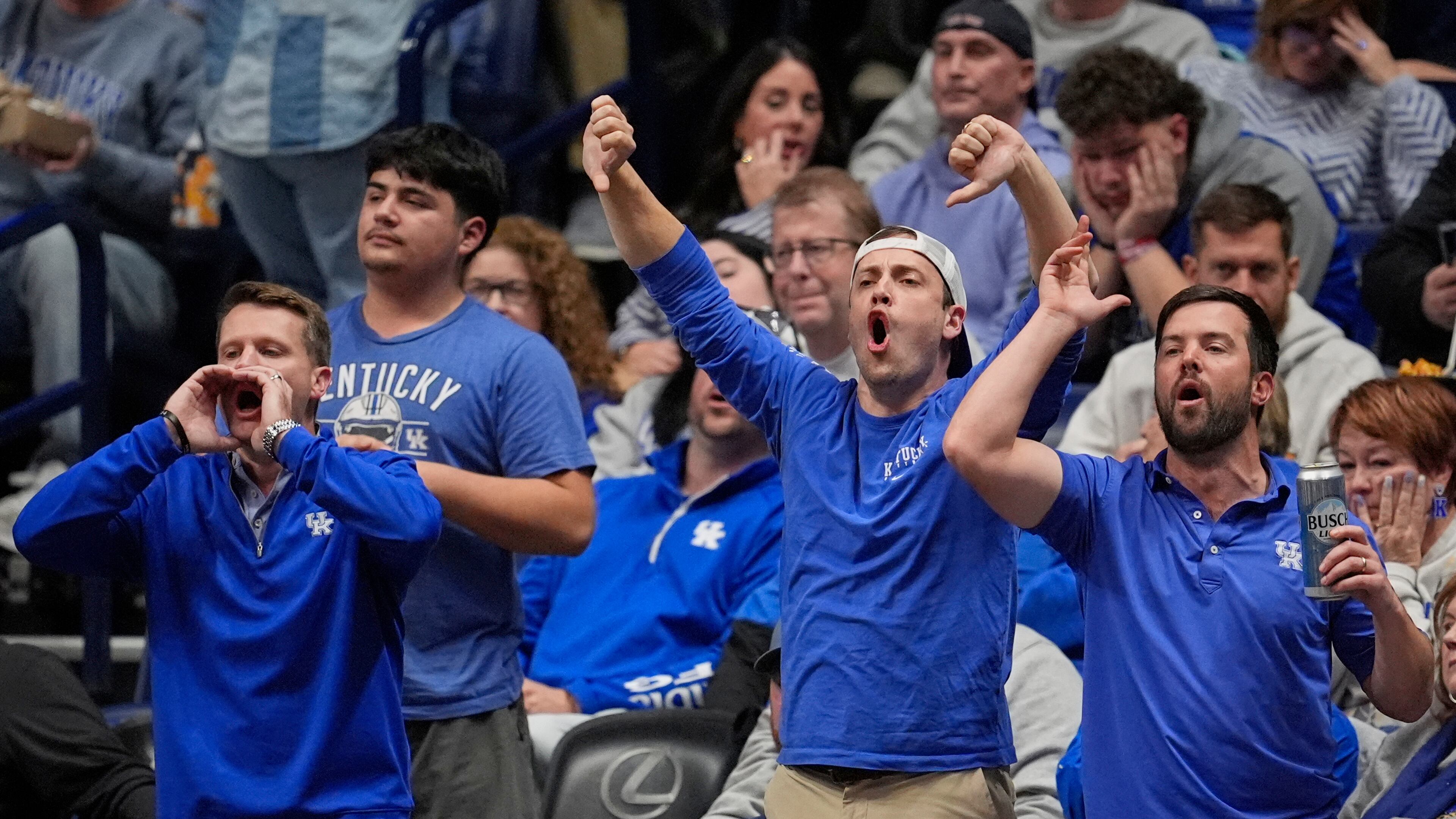 Kentucky fans boo during the first half of an NCAA college basketball game against Gonzaga, Friday, Dec. 5, 2025, in Nashville, Tenn. (AP Photo/George Walker IV)