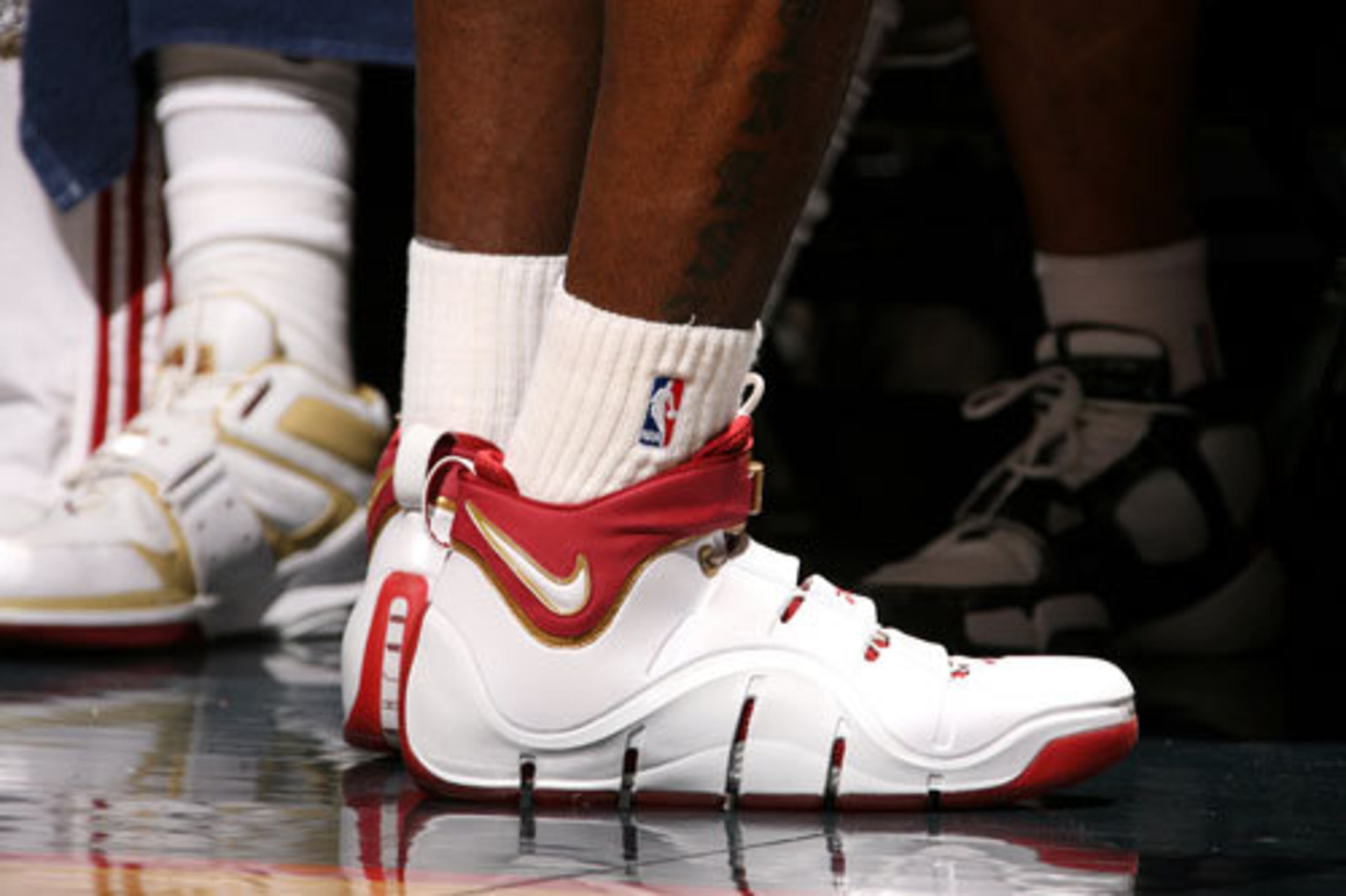 Nike sneakers worn by Lebron James during a game against the New Jersey Nets in 2006.