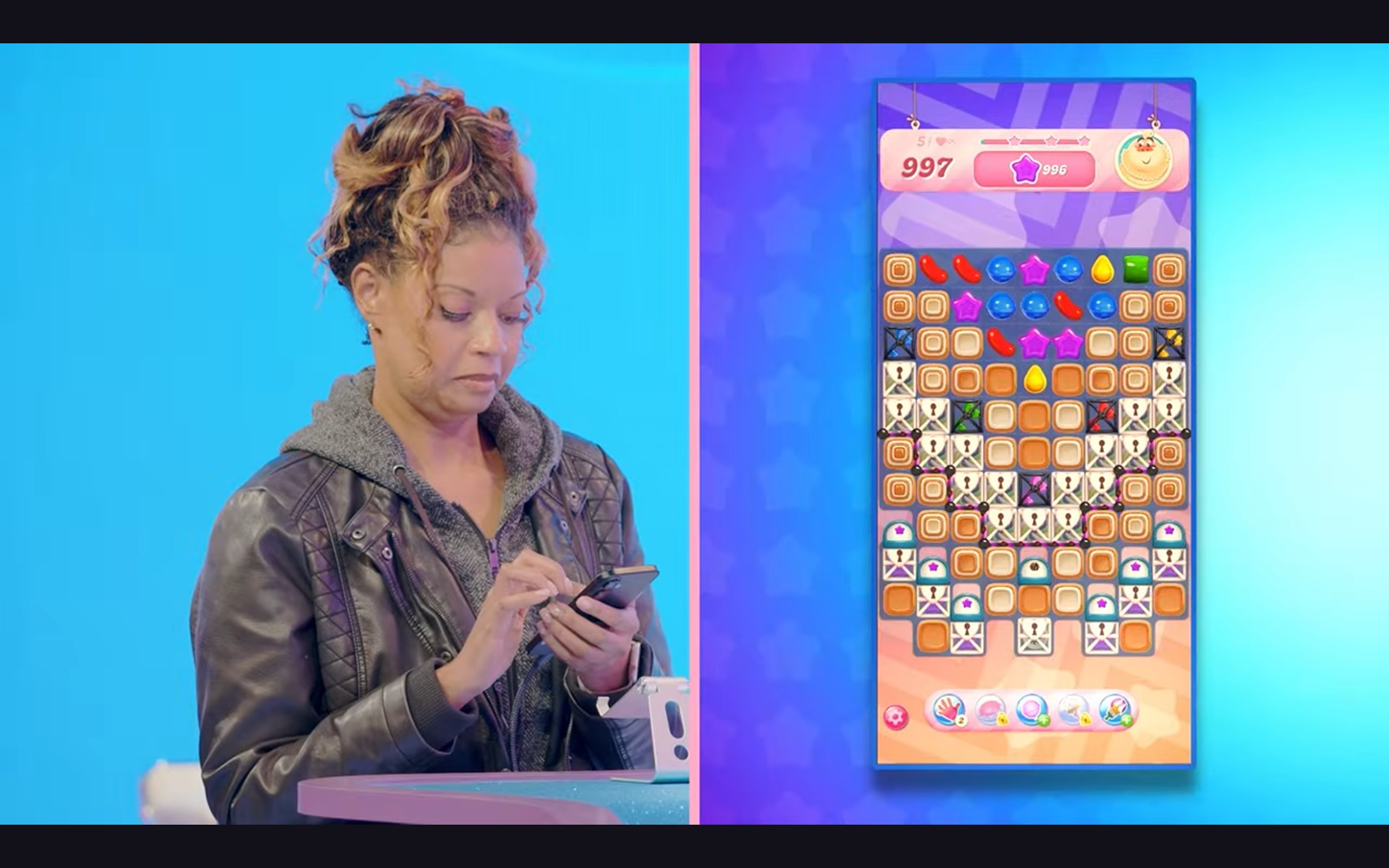 Aalja Boyd competing in the semifinals of the 2025 Candy Crush All Stars Tournament in Los Angeles. (Candy Crush screenshot)
