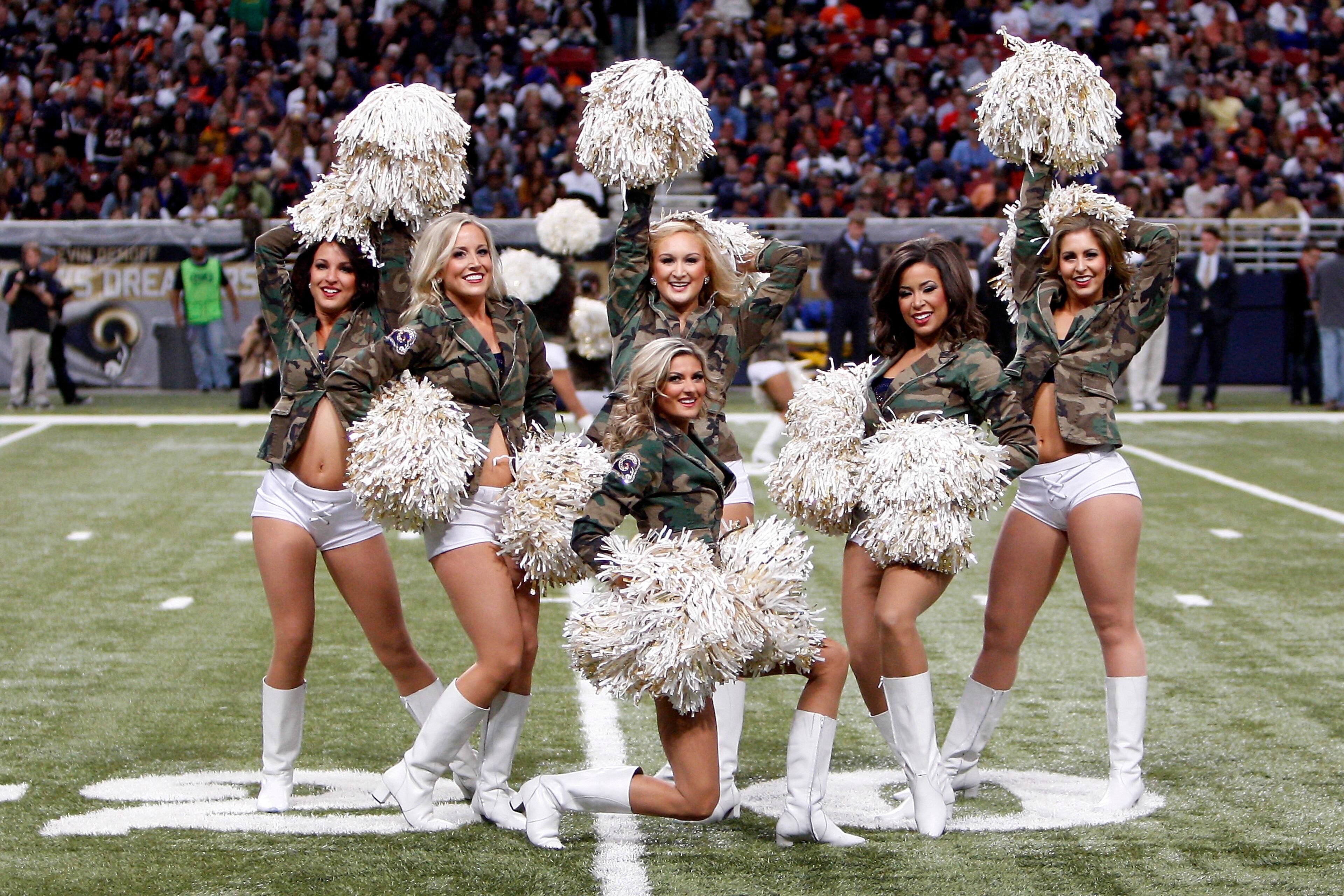 St. Louis Rams cheerleaders perform during the game against the Chicago Bears at the Edward Jones Dome. Mandatory Credit: Scott Kane-USA TODAY Sports