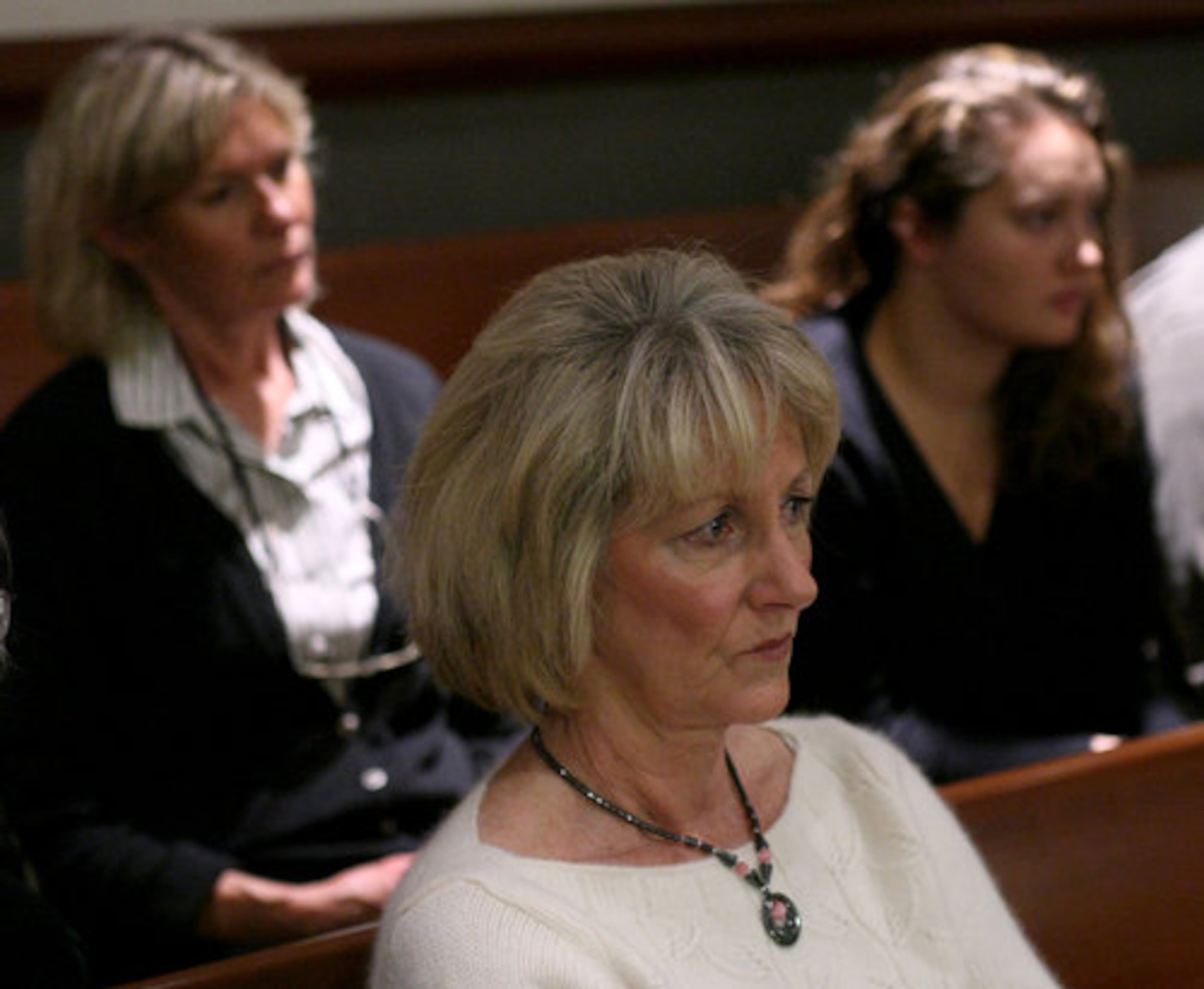 In court for the first day of the penalty phase were Claudia Barnes, widow of slain Judge Rowland Barnes. Behind her (left) are Trudy Brandau and Christina Sholte.