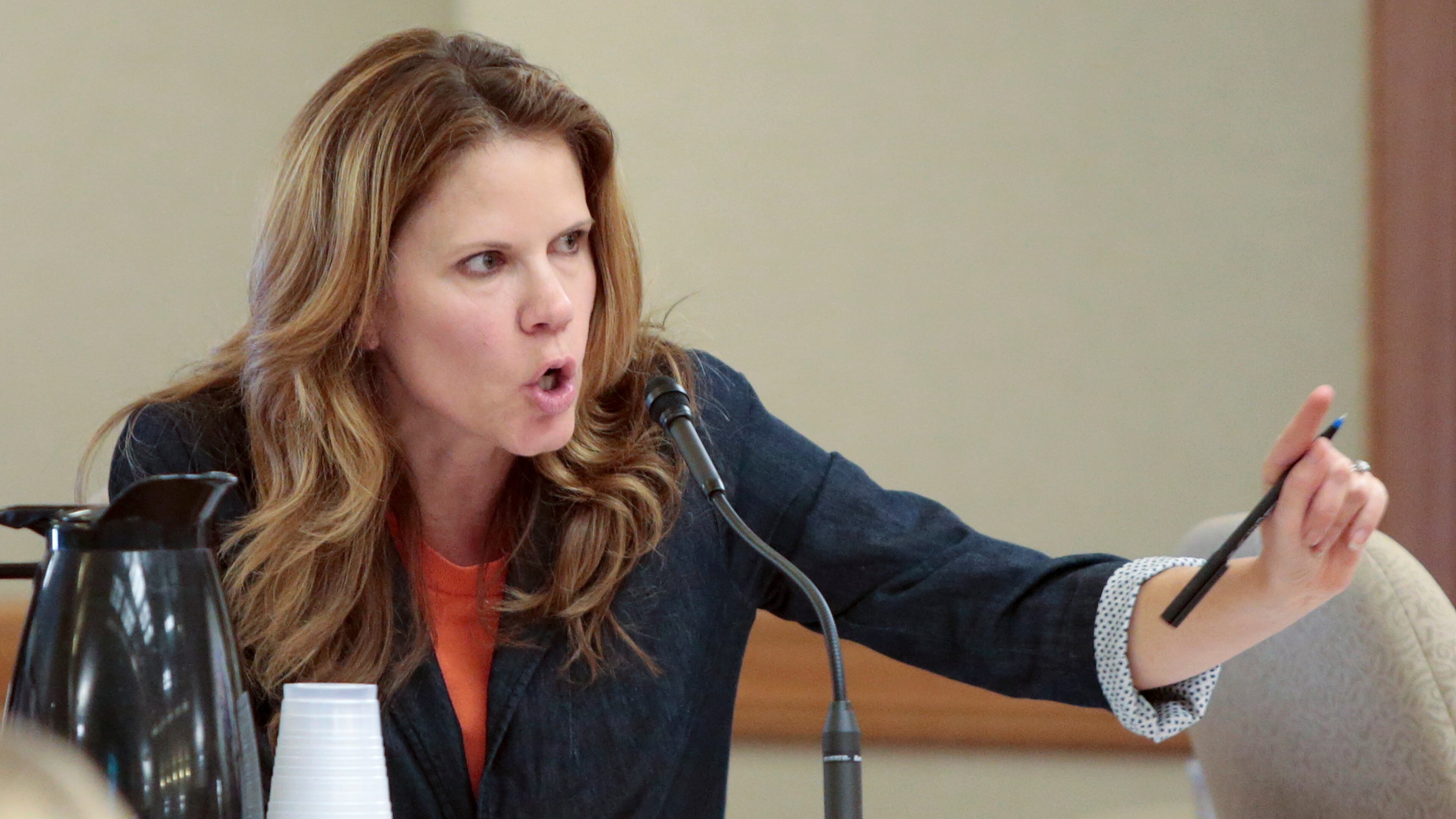 FILE - State Rep. Chris Taylor, D-Madison, speaks during debate in a meeting of the Joint Finance Committee at the State Capitol in Madison, Wis., May 29, 2015. (Michael P. King/Wisconsin State Journal via AP, File)