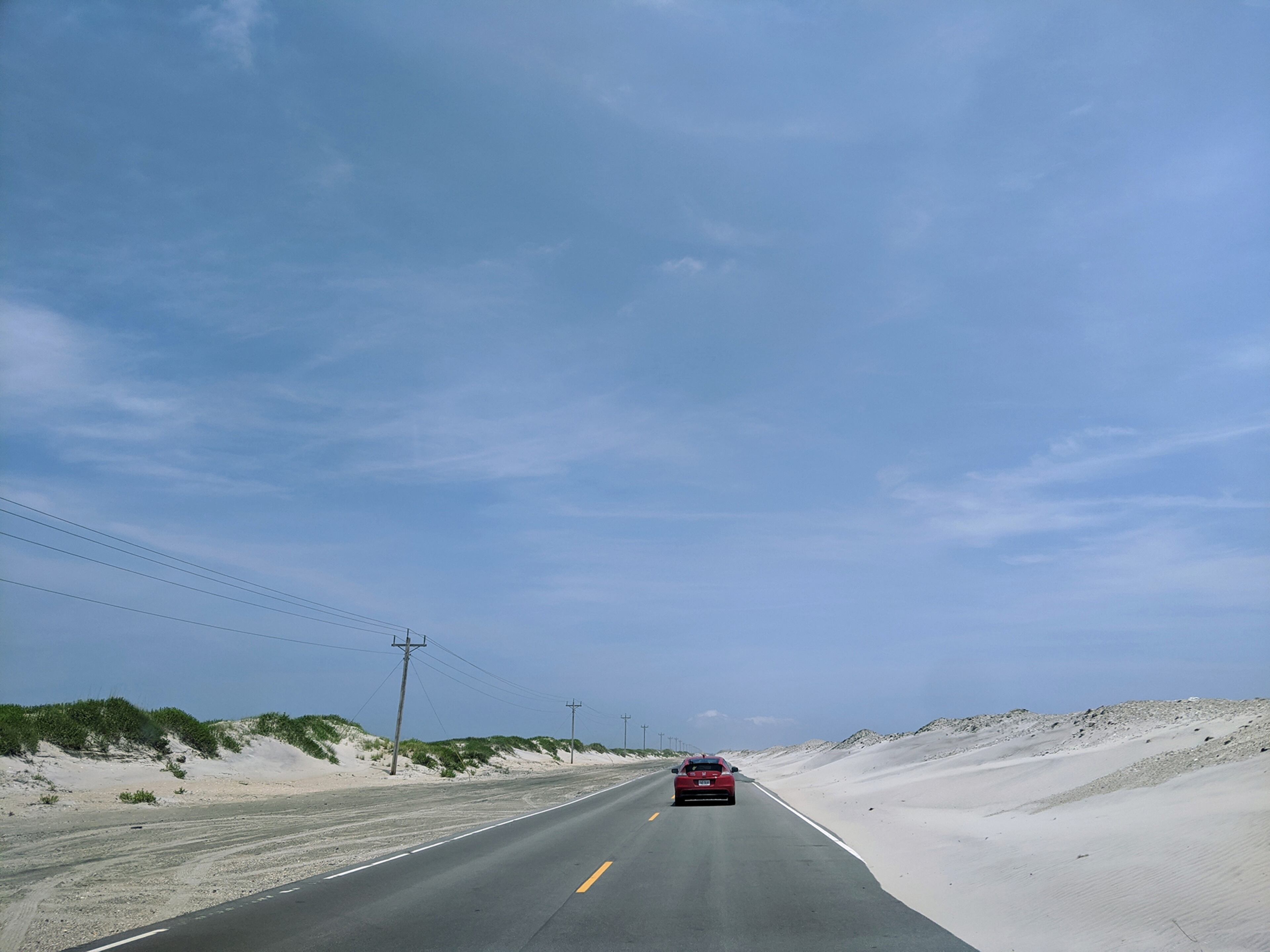 The lone road that traverses Ocracoke Island, at the southern end of the Outer Banks, connects two ferry embarkation points.
Courtesy of Josh Green