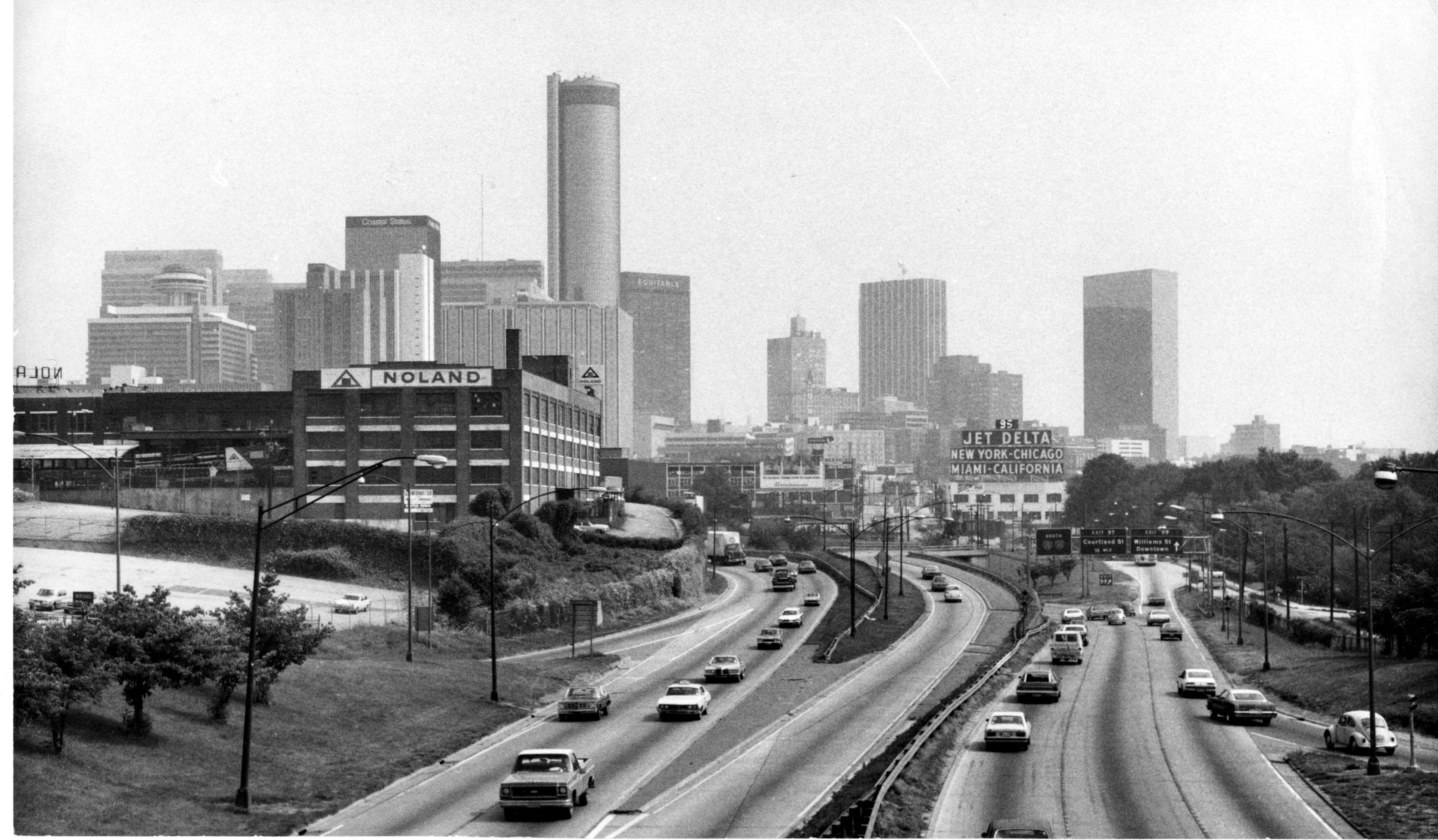 July 7, 1977 - A view of the Downtown Connector looking south toward the heart of downtown Atlanta.