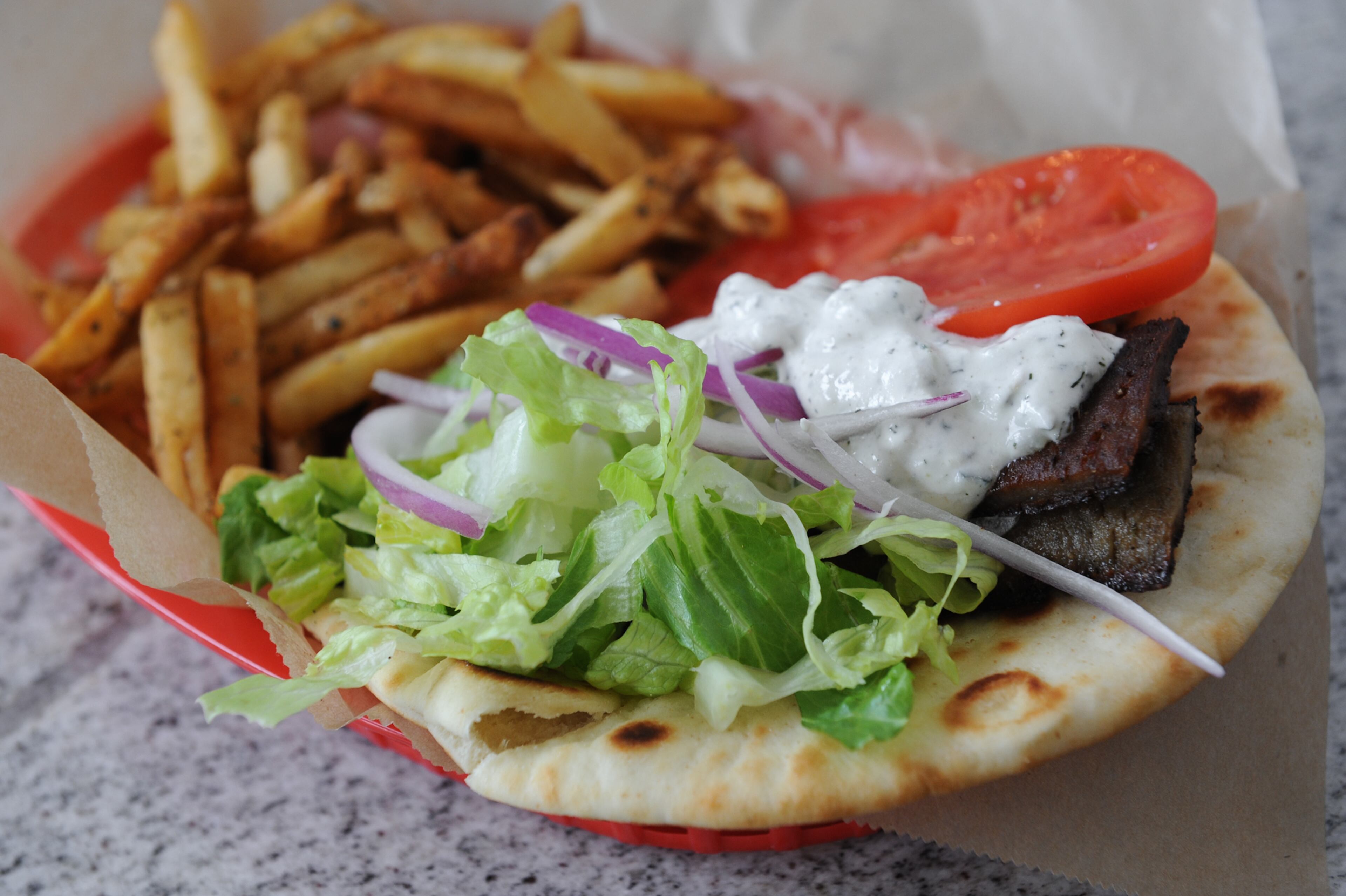 Classic Gyro Wrap at Kafenio in College Park. / AJC file photo